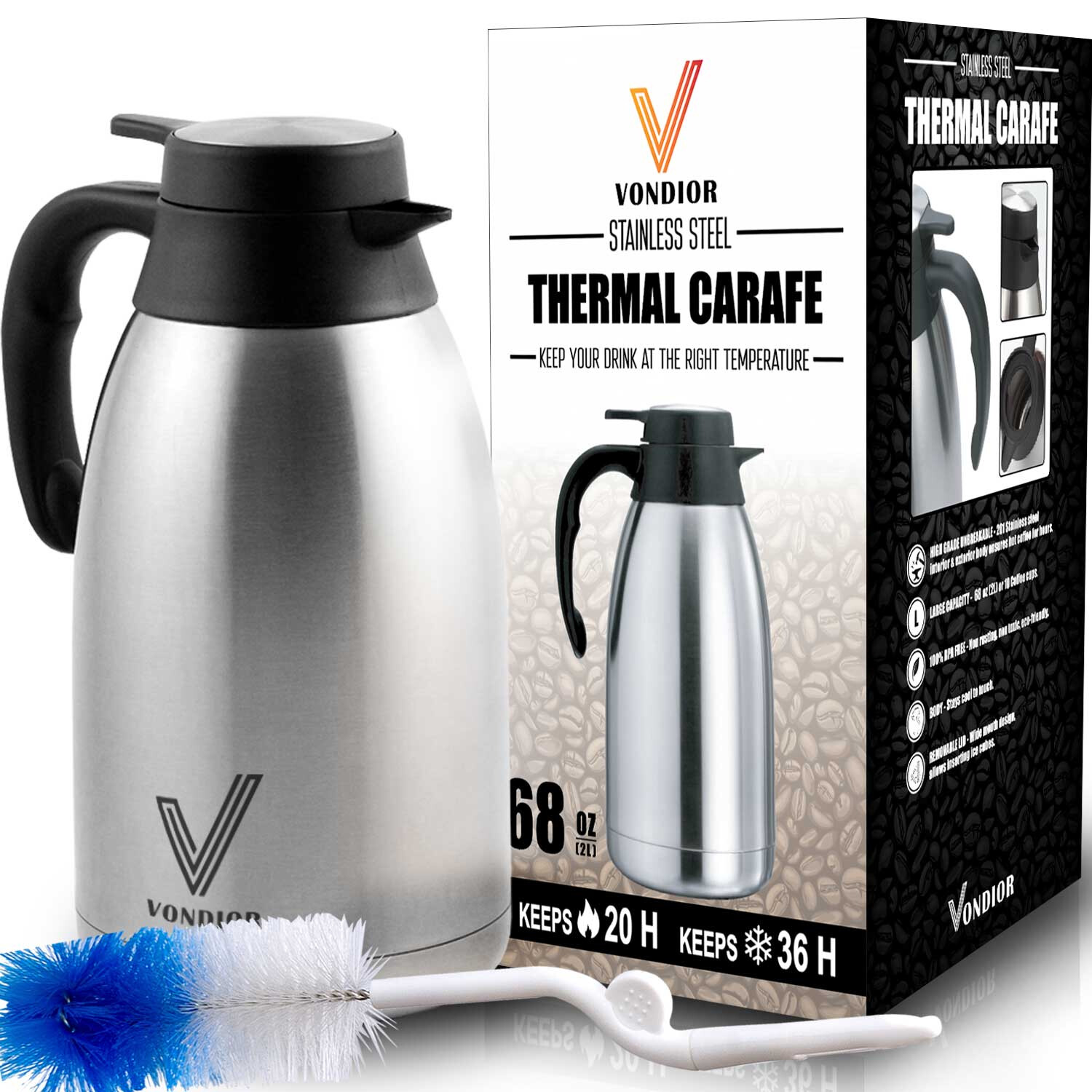 Airpot Coffee Dispenser with Pump – Insulated Stainless Steel Thermal Beverage