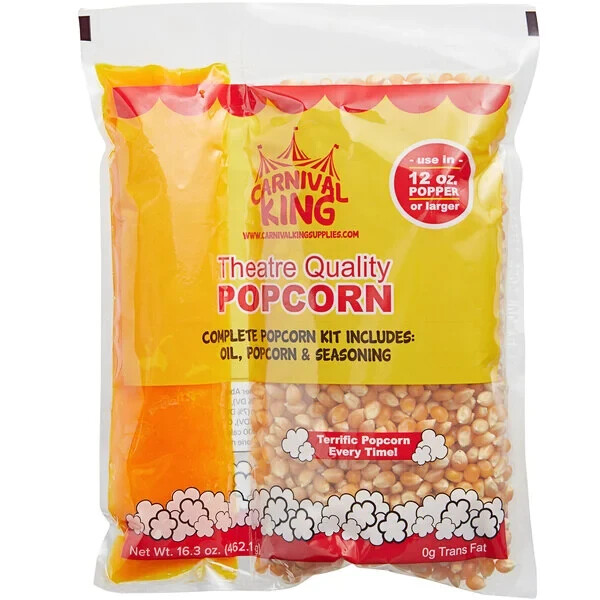 All In One Popcorn Kit Popper Packet Fresh Delicious Tasting 24 Case 12-14 oz.