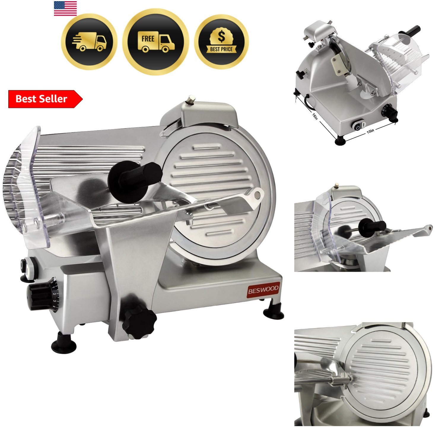 10″ Electric Deli Meat Slicer, Cheese Food Slicer with Chromium-plated Steel…