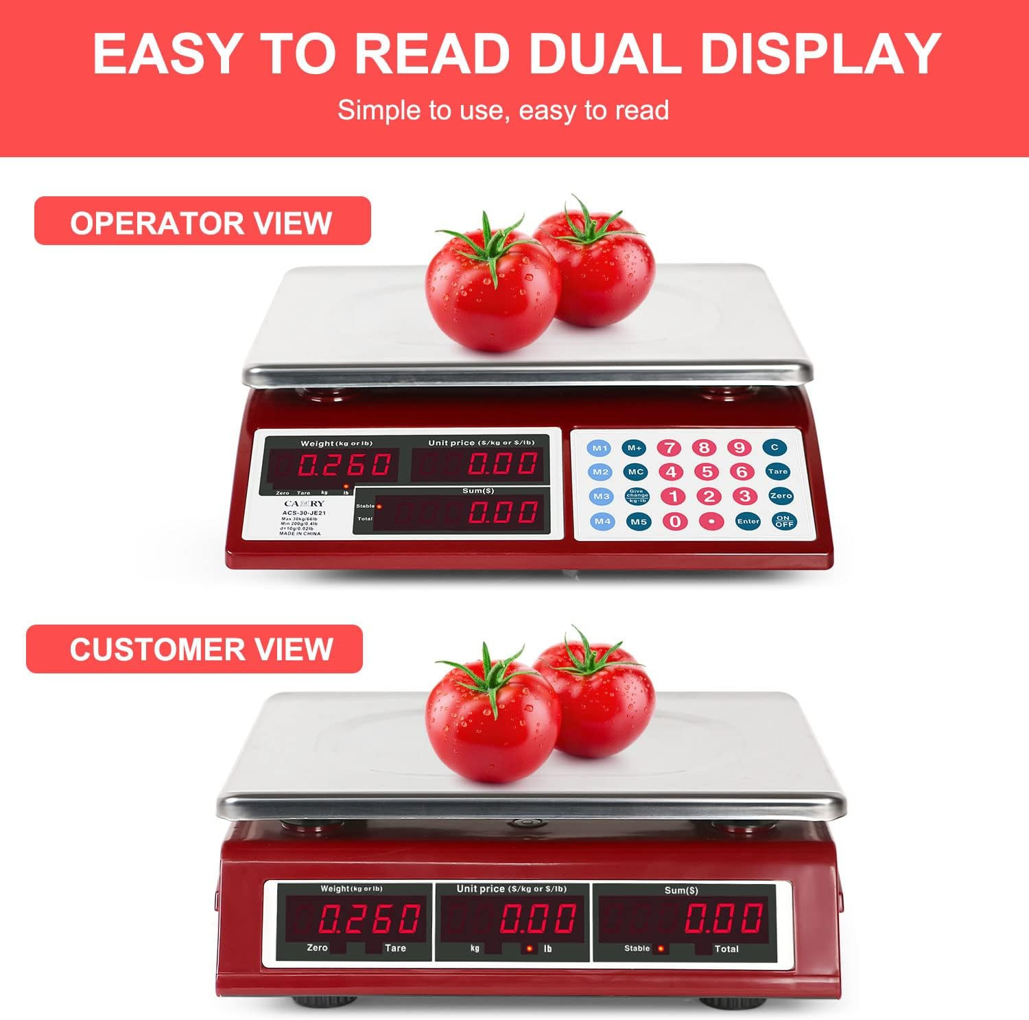 Price Computing Scale Commercial Food Scale 66Lb / 30Kg Fruit Meat