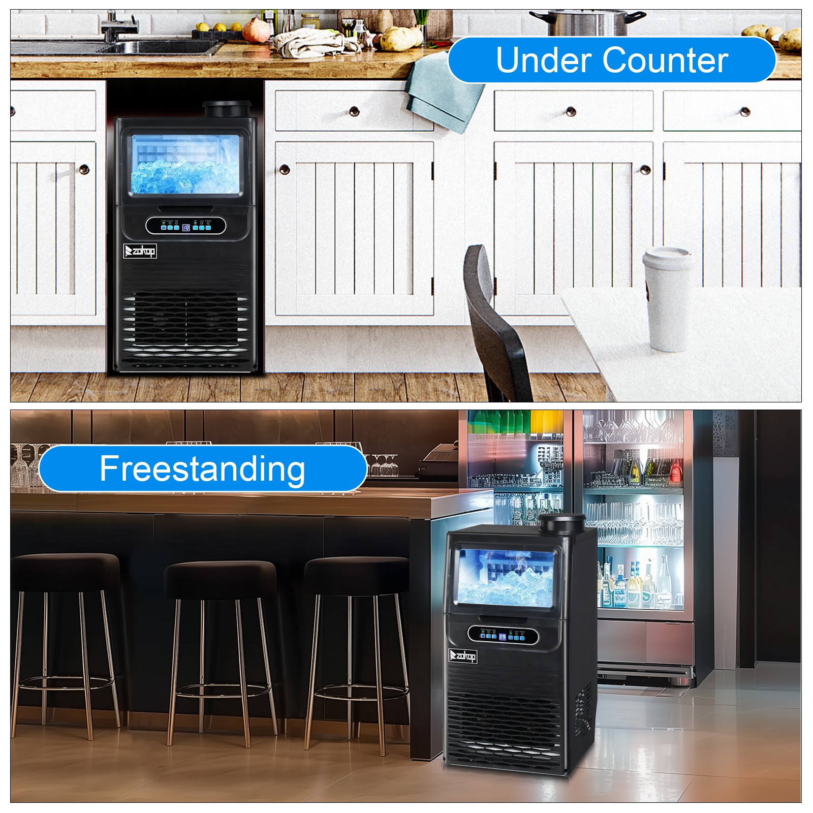 Commercial Ice Maker Machine, 70 lbs/24H Under Counter Freestanding ice Machine
