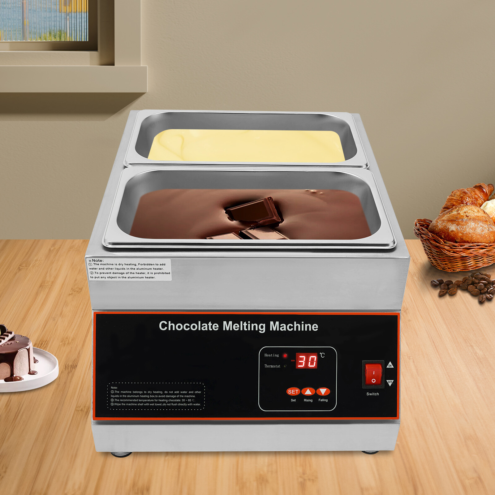 2-Pots Chocolate Melting Machine Chocolate Melting Pot Electric Chocolate Melter