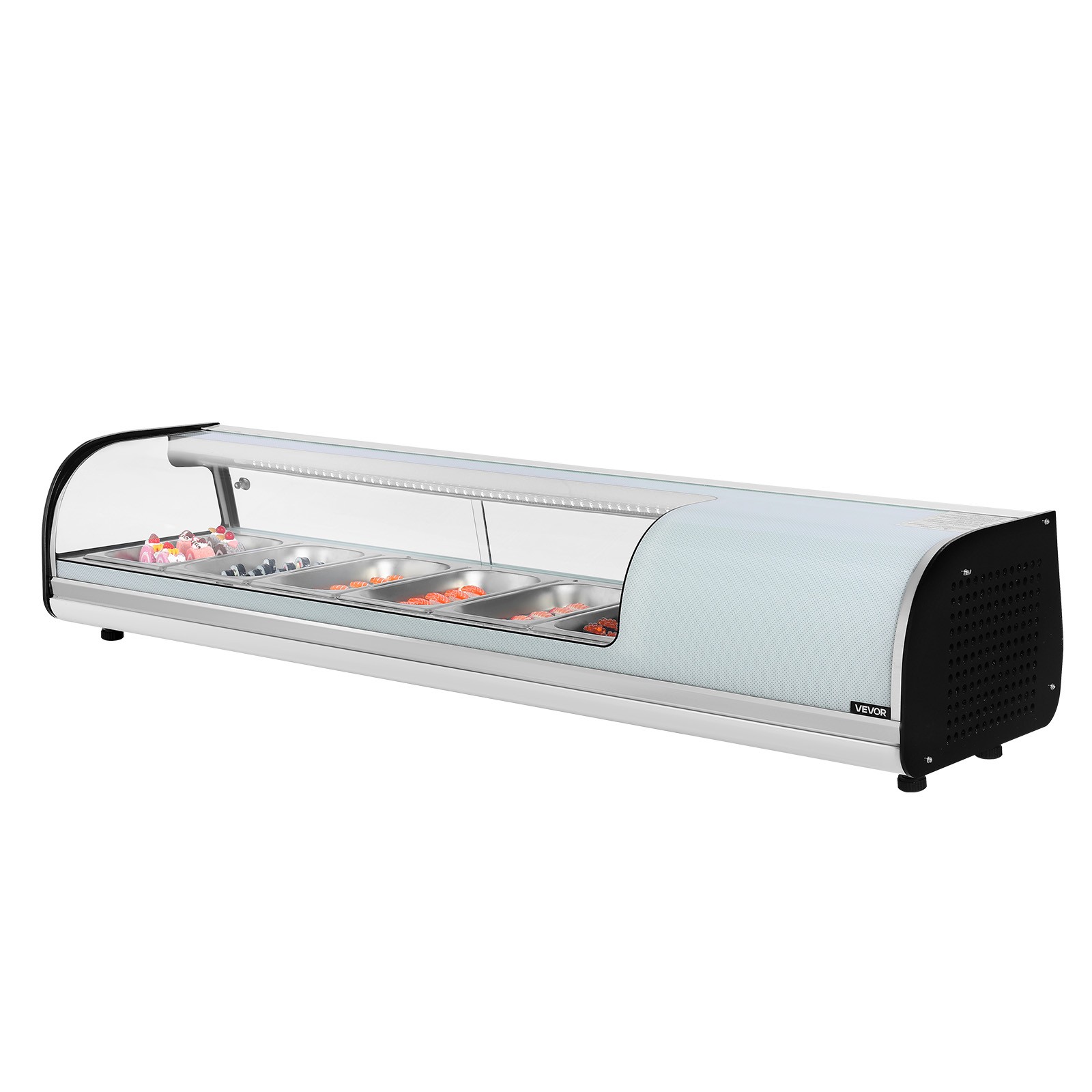 VEVOR Sushi Display Case Refrigerator 2.2 Cu.ft Countertop Sushi Case with 6 Pan