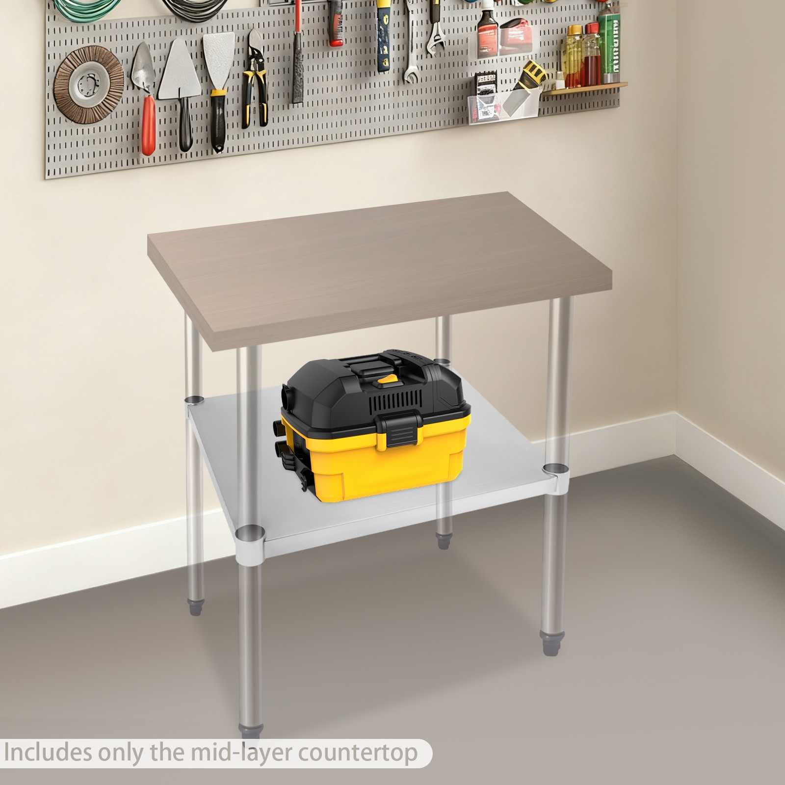 100kg Stainless Steel Table Adjustable Lower Shelf Under Shelf For Work Tables