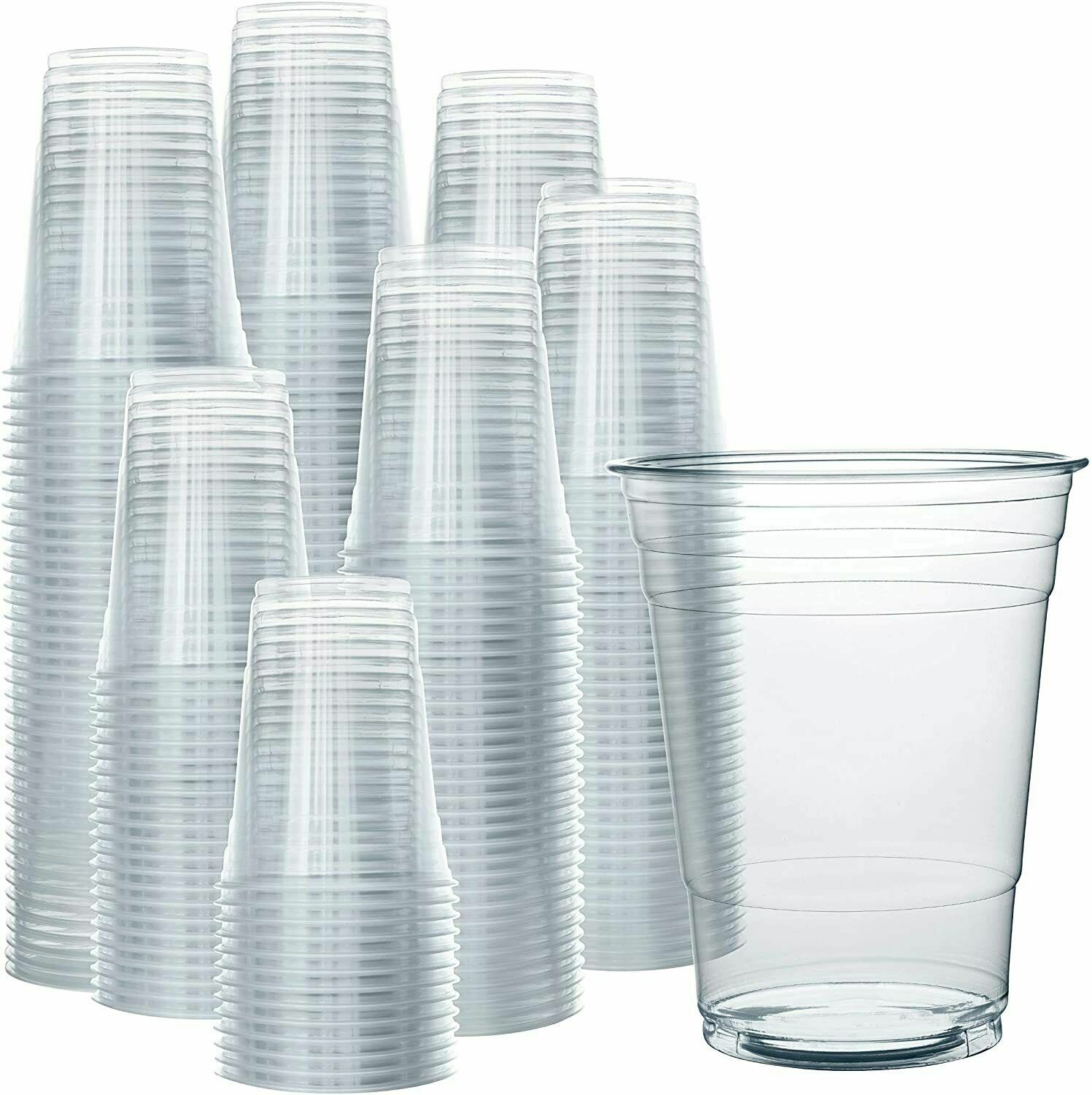 16 Oz Clear Plastic Cups PET Disposable Cold Cups with lids and Straws
