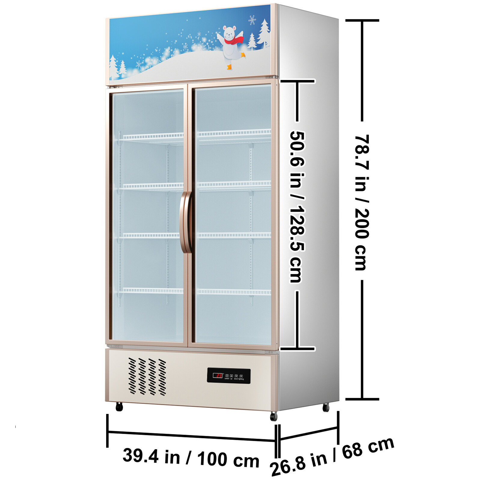 VEVOR 23 cu.ft. Commercial Merchandiser Refrigerator Beverage Cooler 2 Doors 40″