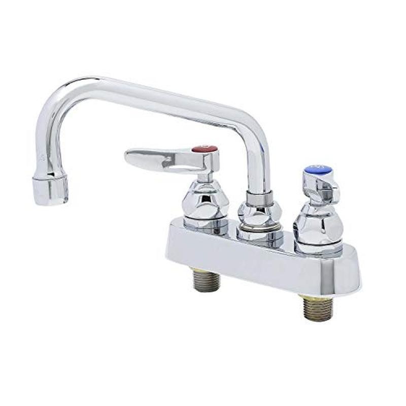 Deck Mount Workboard Faucet 6 In Swing Nozzle Lever Handles Chrome Plated Brass