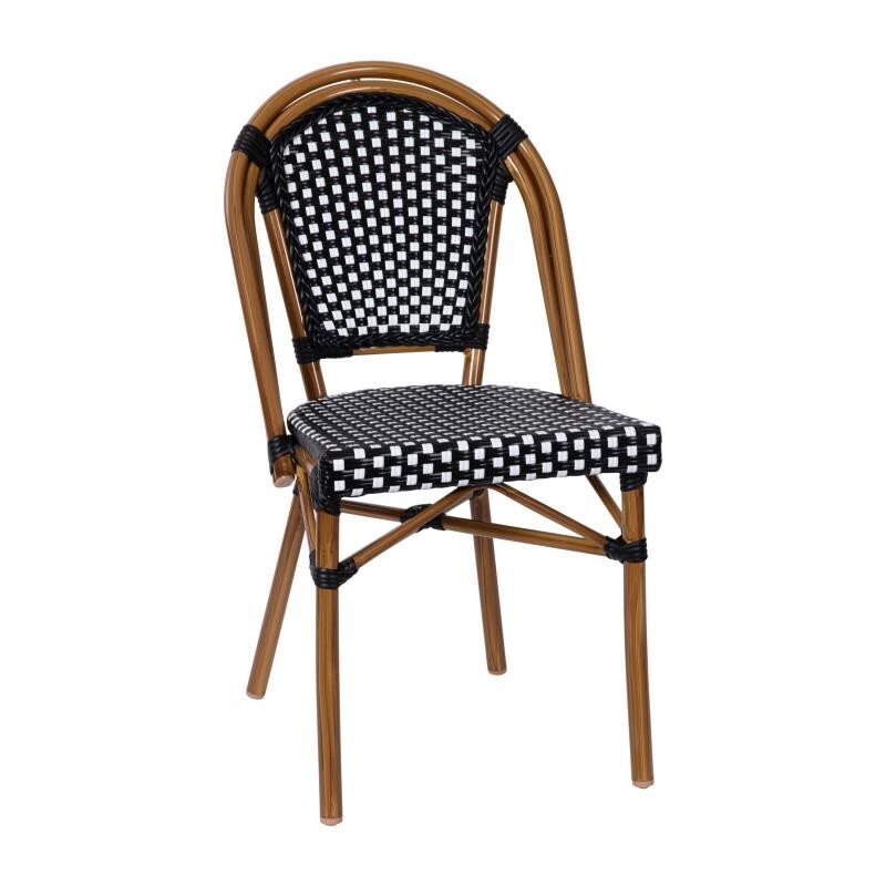 Bistro Style Black & White Armless Dining Chair With Bamboo Aluminum Frame