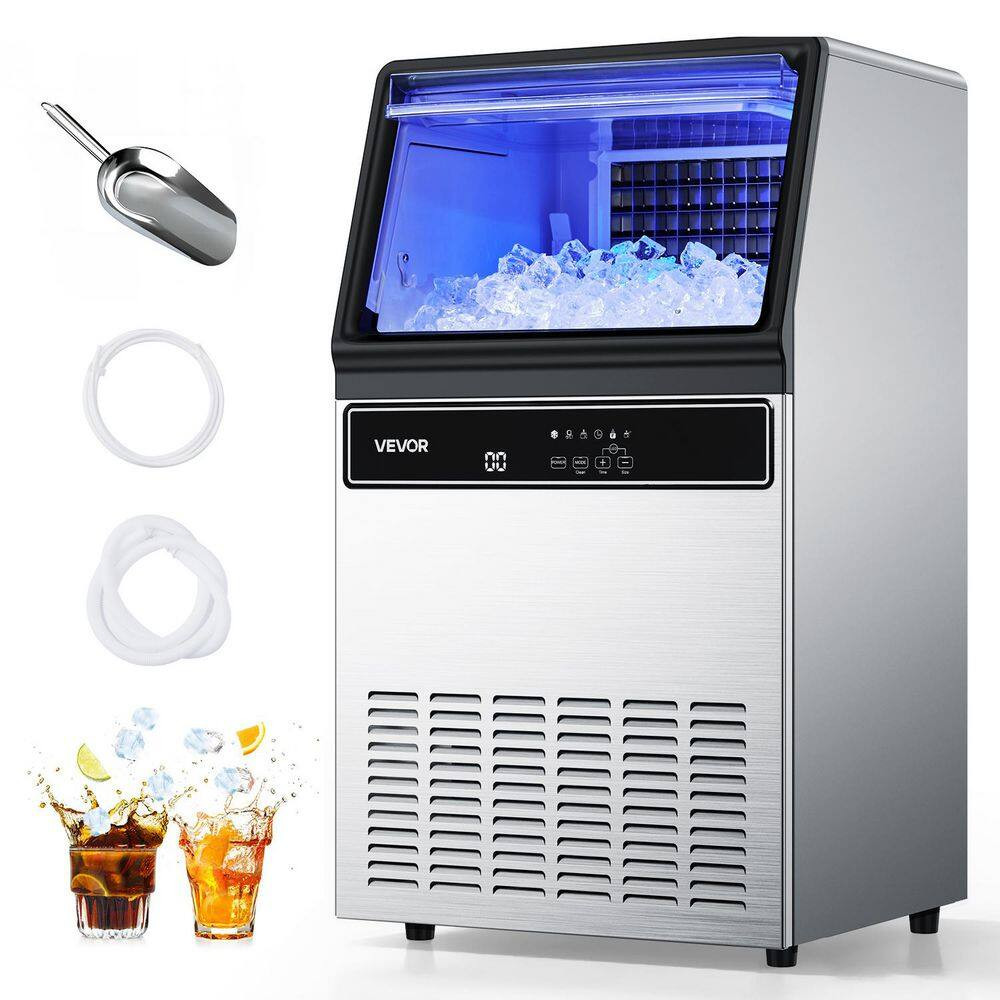 Commercial Ice Maker 17.52 In. W 120 Lbs./24H Full Size Cubes Freestanding with