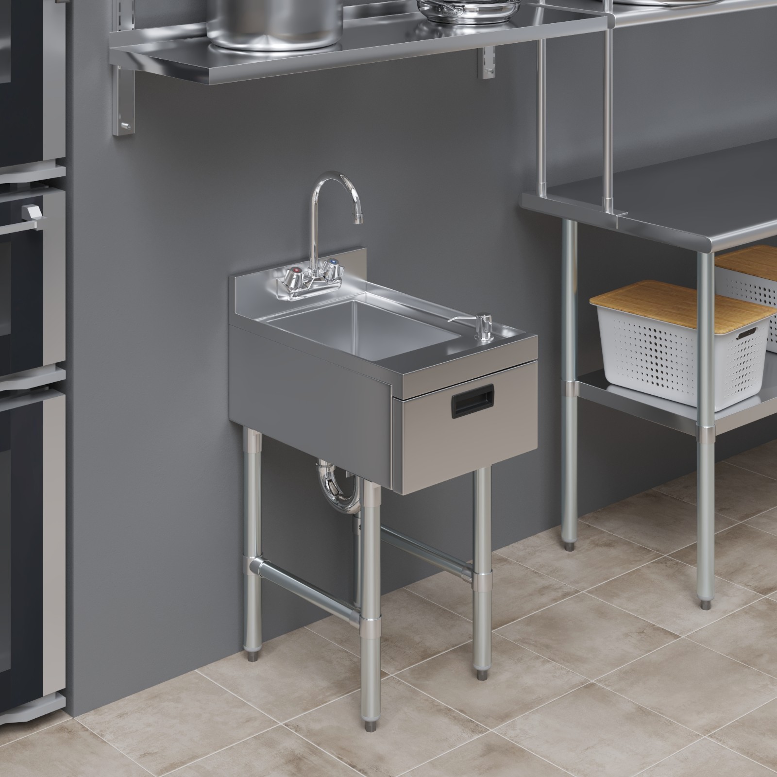 22 in. x 15 in. Underbar Hand Sink with Soap and Towel Dispenser