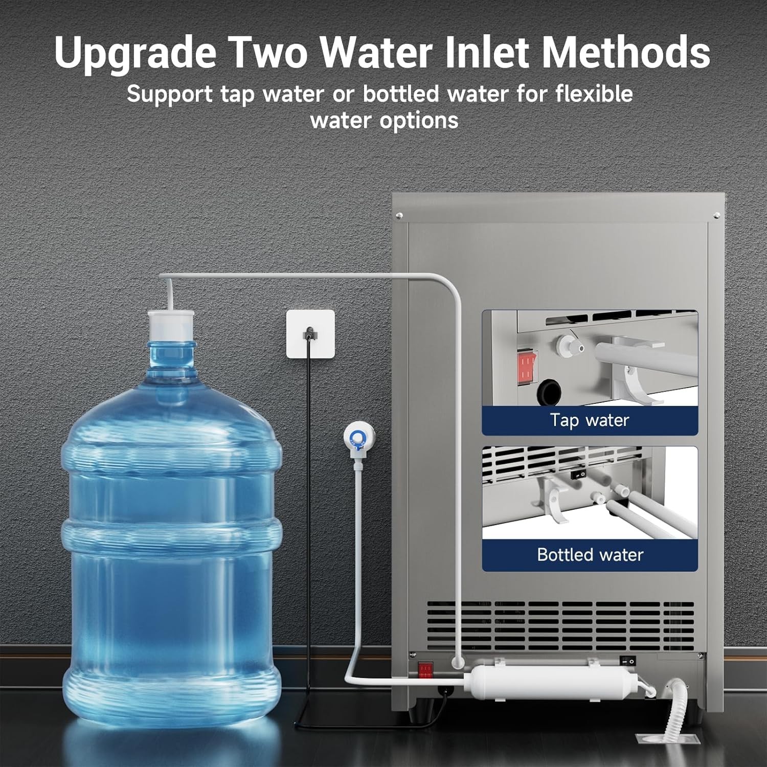 200lbs/24H Commercial Ice Maker Under Counter Freestanding Full ice Cube Machine