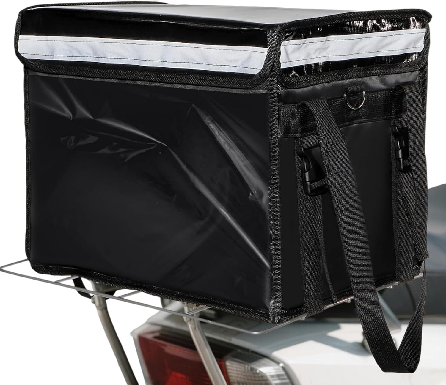 Insulated Food Delivery Bag for Bike, Pizza Delivery Bag with Divider and Rear R