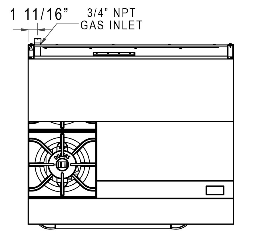 DUKERS DCR36-2B24GM 36″ NAT Gas Range 2 Open Burners 24″ GRIDDLE & OVEN