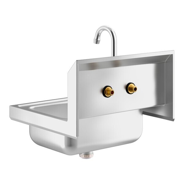 Wall Mounted Hand Sink Gooseneck Faucet Wash Sanitize Easy To Clean 17″ x 15″