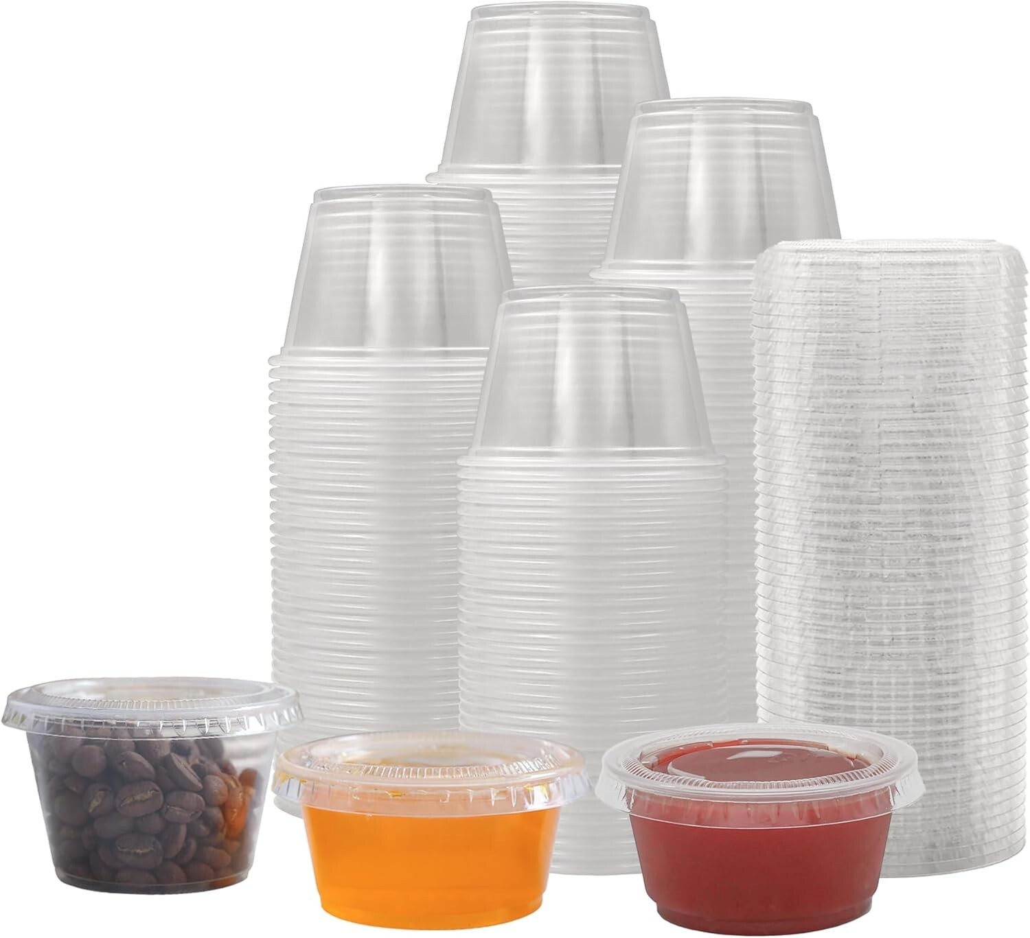 4 oz PP Plastic Portion Cups/Souffle Cups – Clear – with Lids
