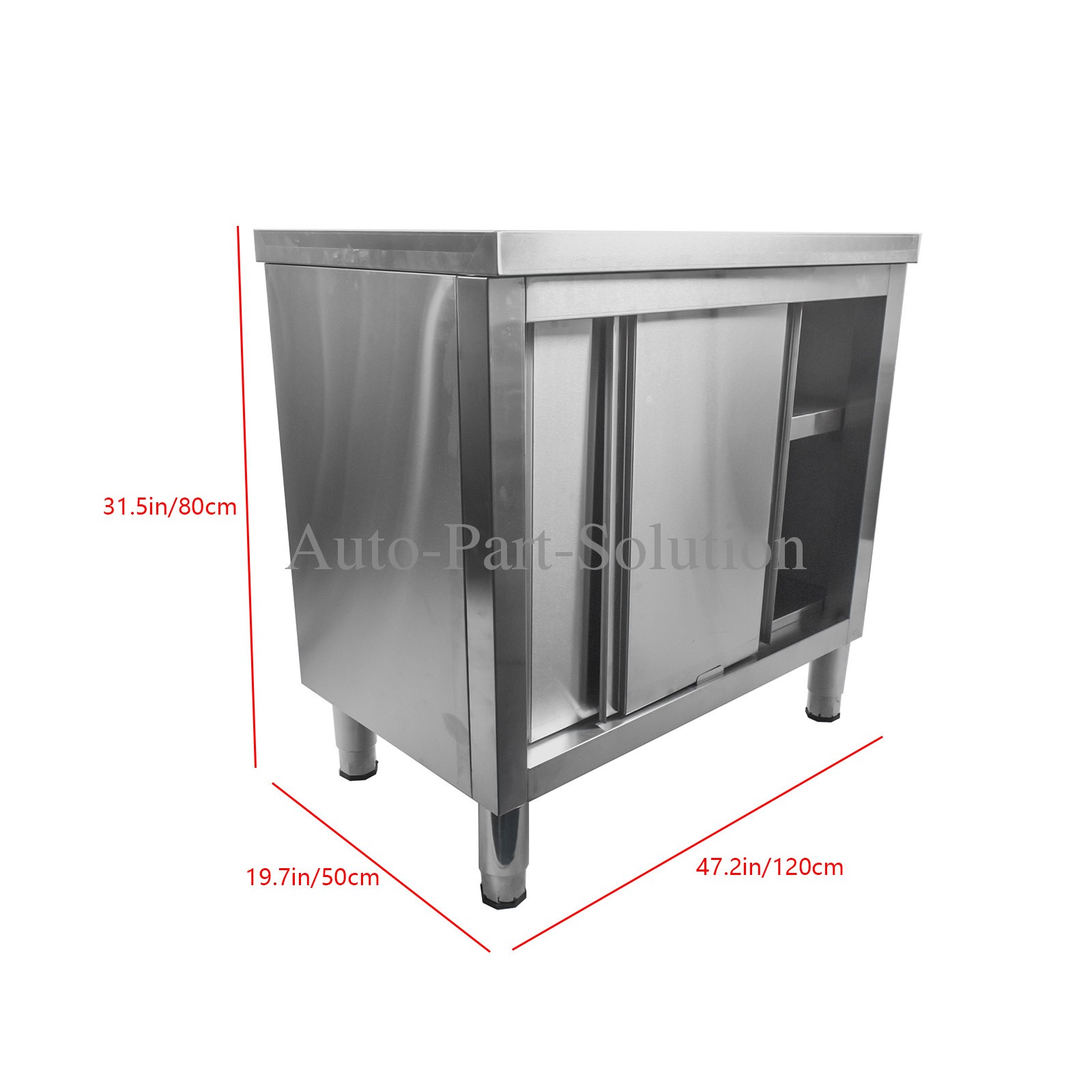 Commercial Kitchen Work Table for Prep&Work Stainless Steel Cabinet Sliding Door