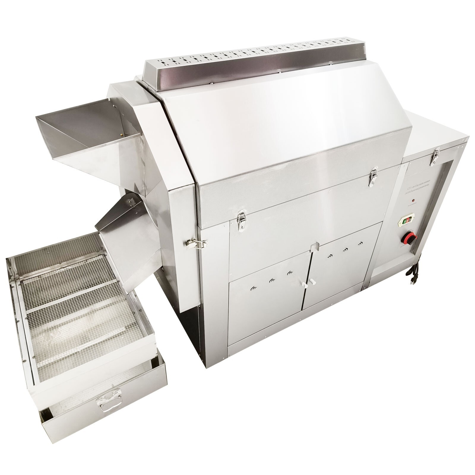 220V 110LBS Auto Commercial Coffee Bean Nut Roaster Roller Gas Roasting Machine