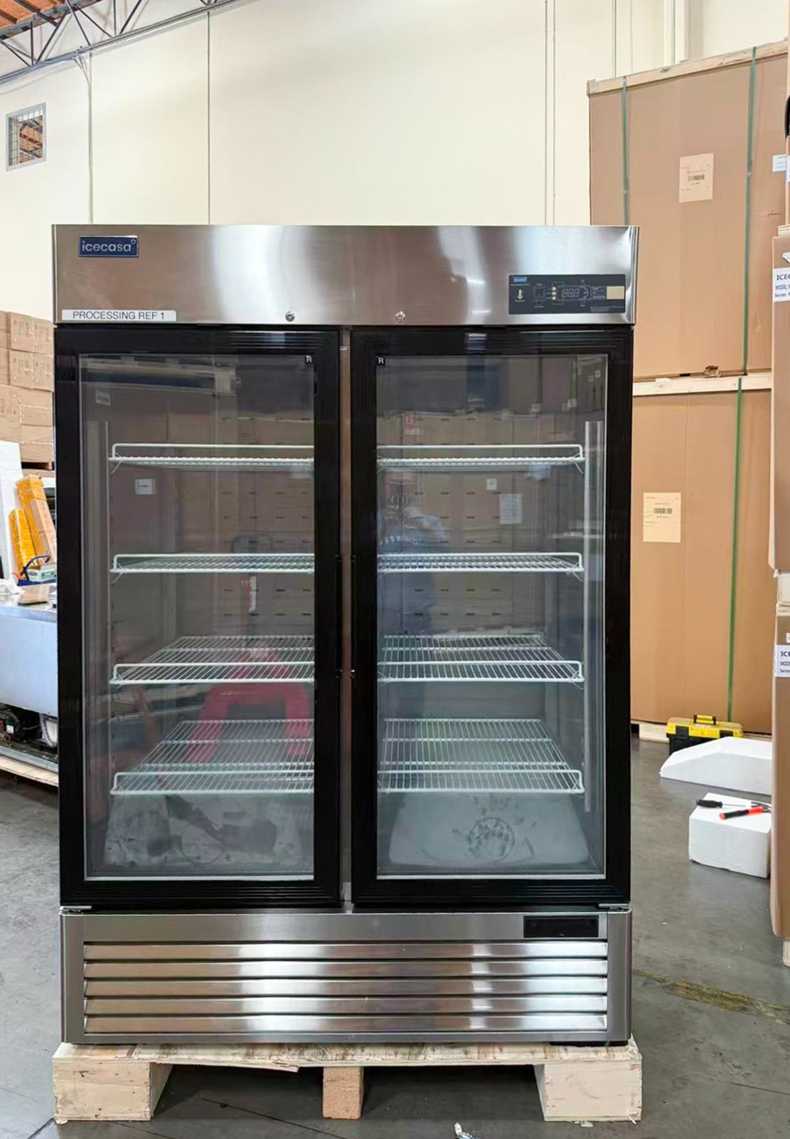 54″ Glass Door Reach-In Refrigerator, 2-Door Merchandiser 49 Cu.ft – Dents
