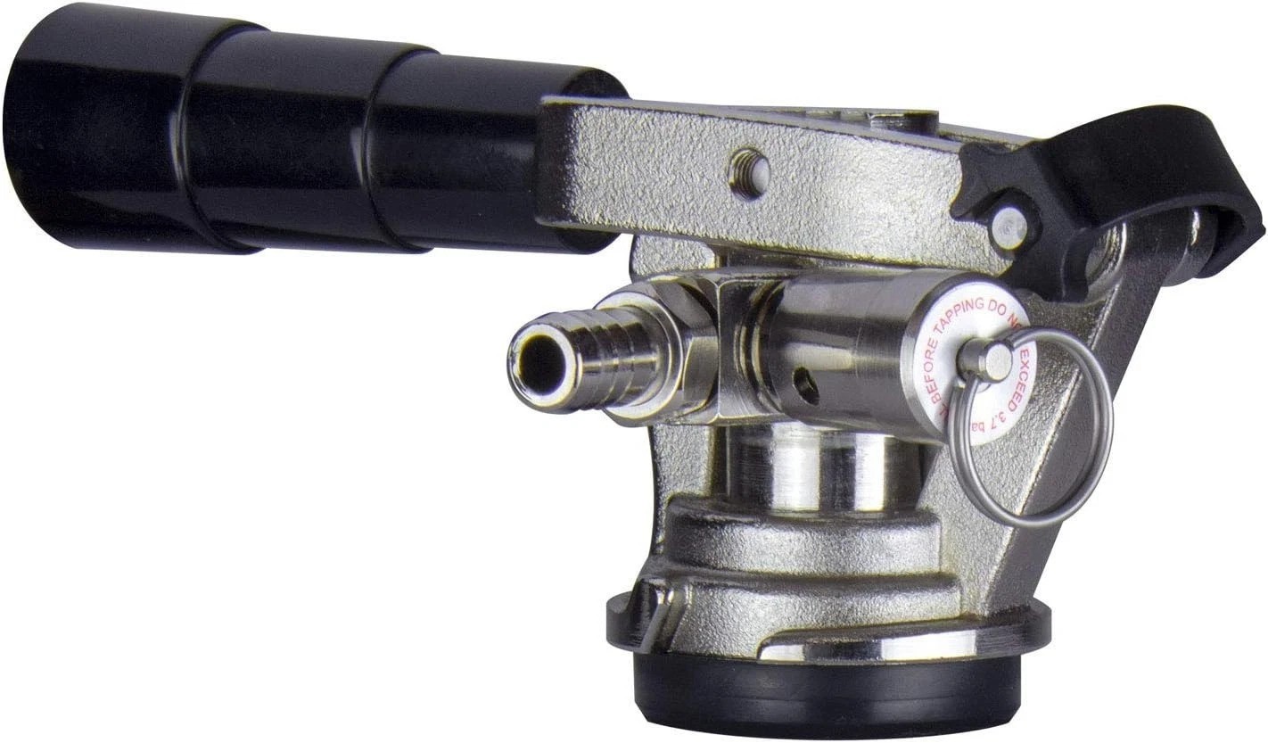 Compact D System Keg Coupler, Nickel-Plated for Space-Saving Beer Tapping