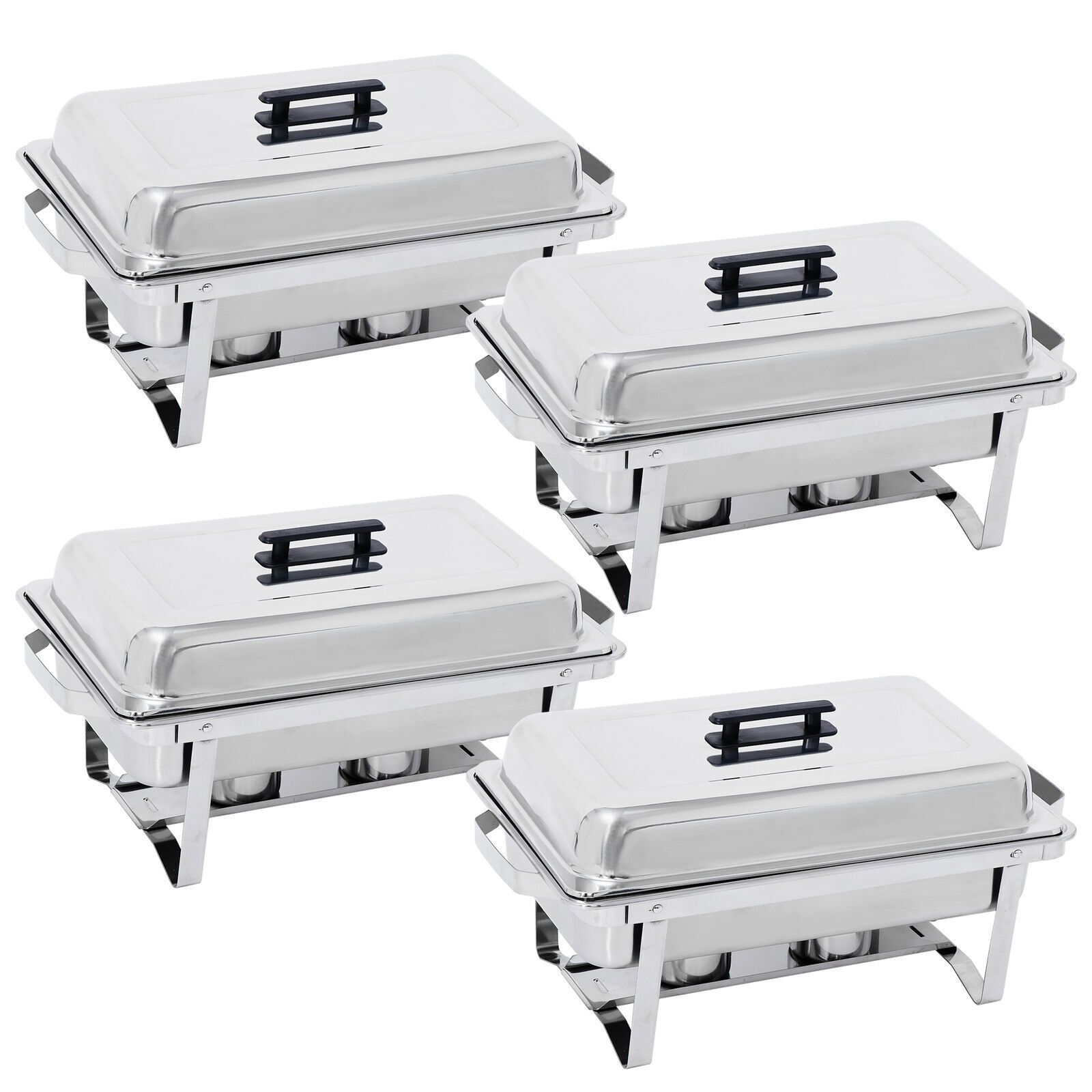 4 Pack Chafing Dish High Grade Stainless Steel Chafer Complete Set Silver 8QT