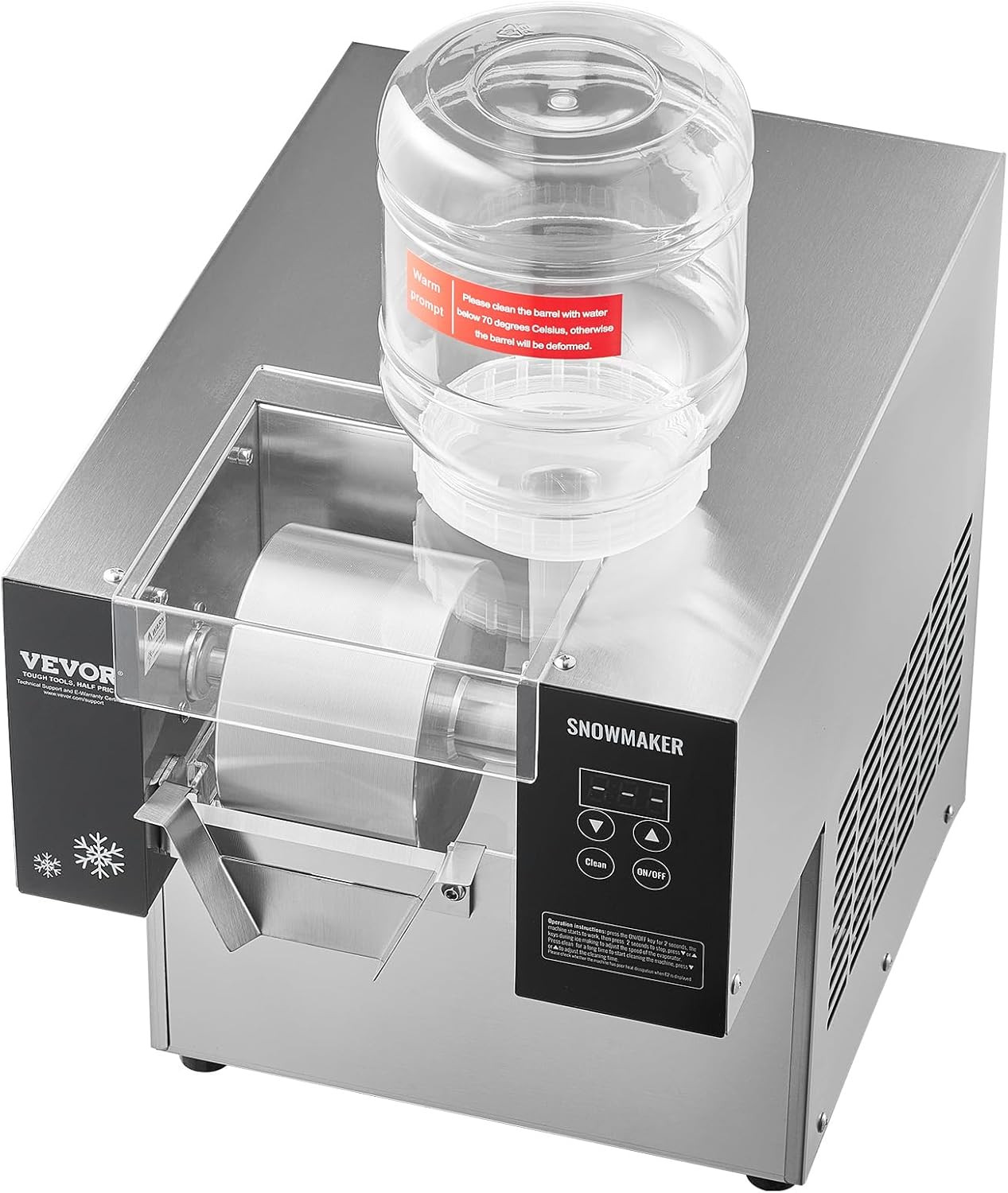 Stainless Steel Snowflake Ice Maker – 176.4LBS/24H for Cafés & Bakeries