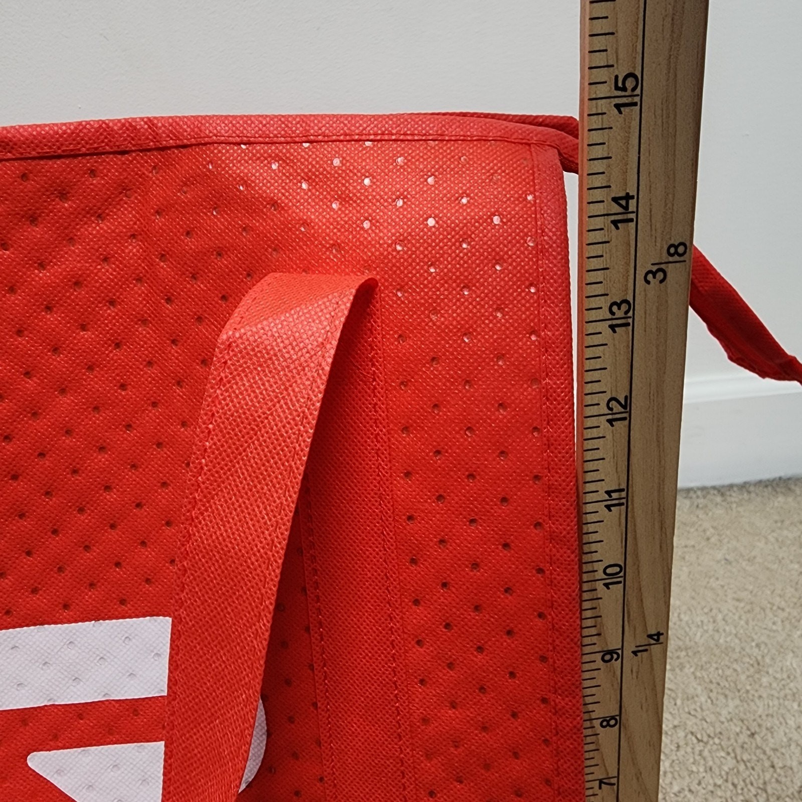 Doordash Insulated Delivery Bag Red Double Handle Zip Closure 15×13″