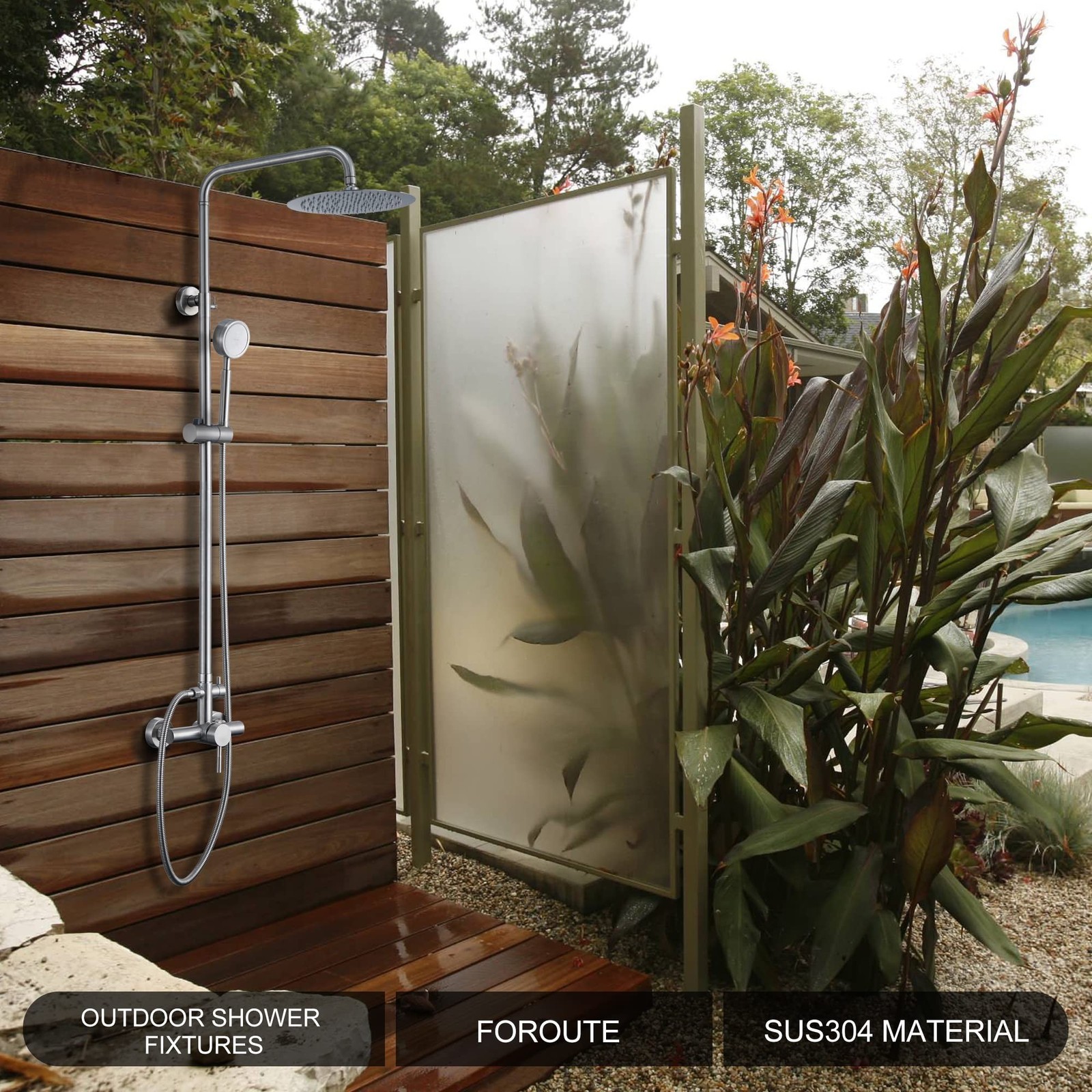 SS304 Shower Faucet Set – Outdoor Kit – Outdoor Fixtures with Brushed Nickel …
