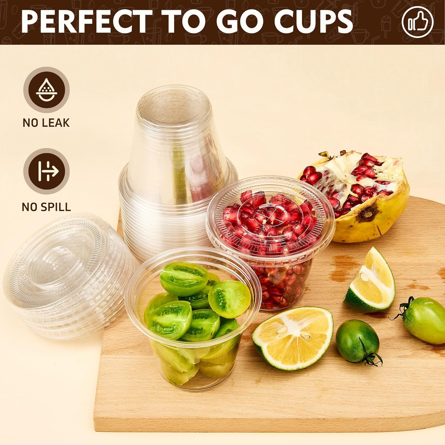 YEEHAW 9 oz 50 Pack Clear Plastic Cups with Flat Lids, Disposable Cups With Stra