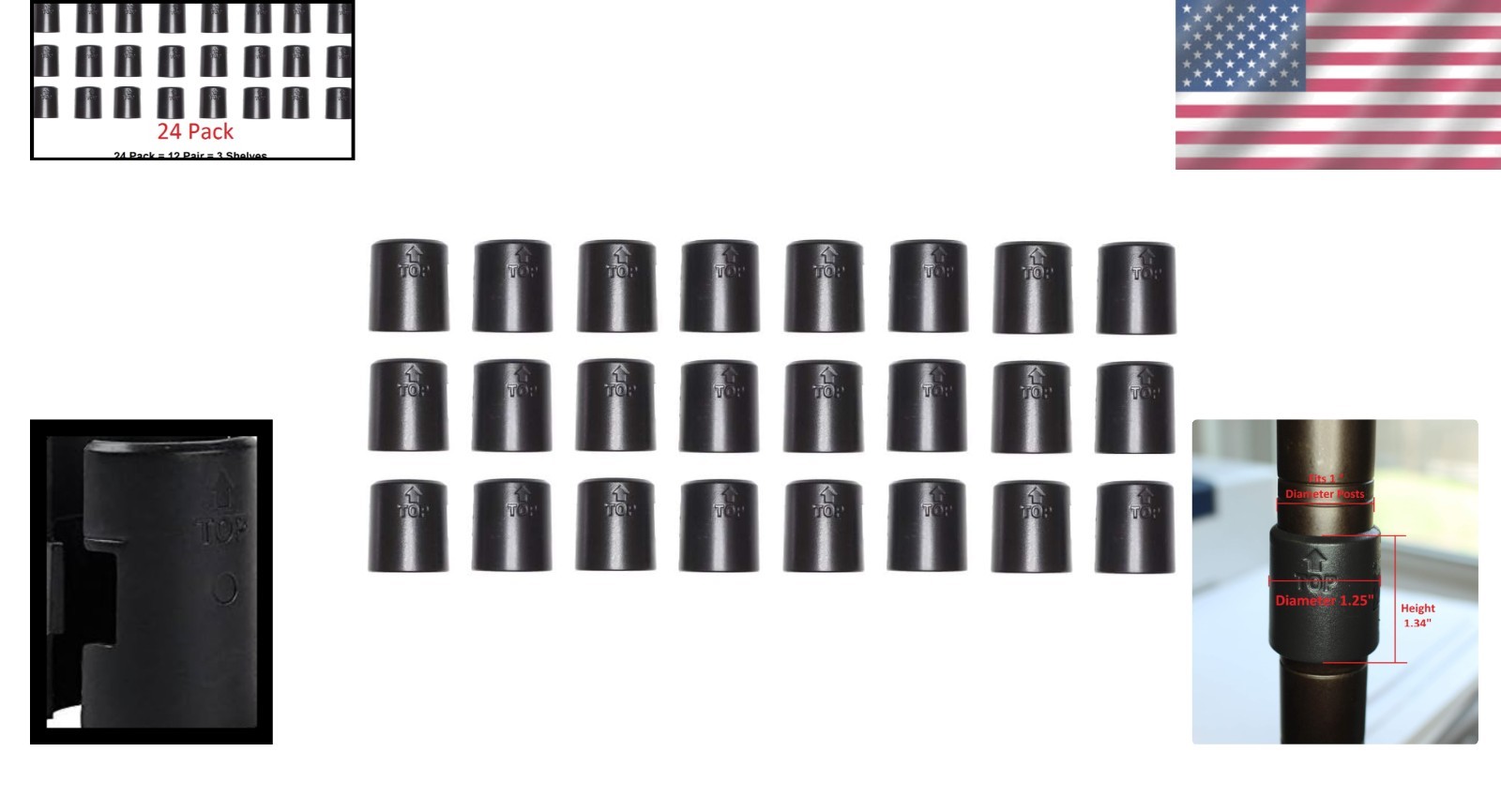 Universal Plastic Wire Shelf Clips, 24 Pack