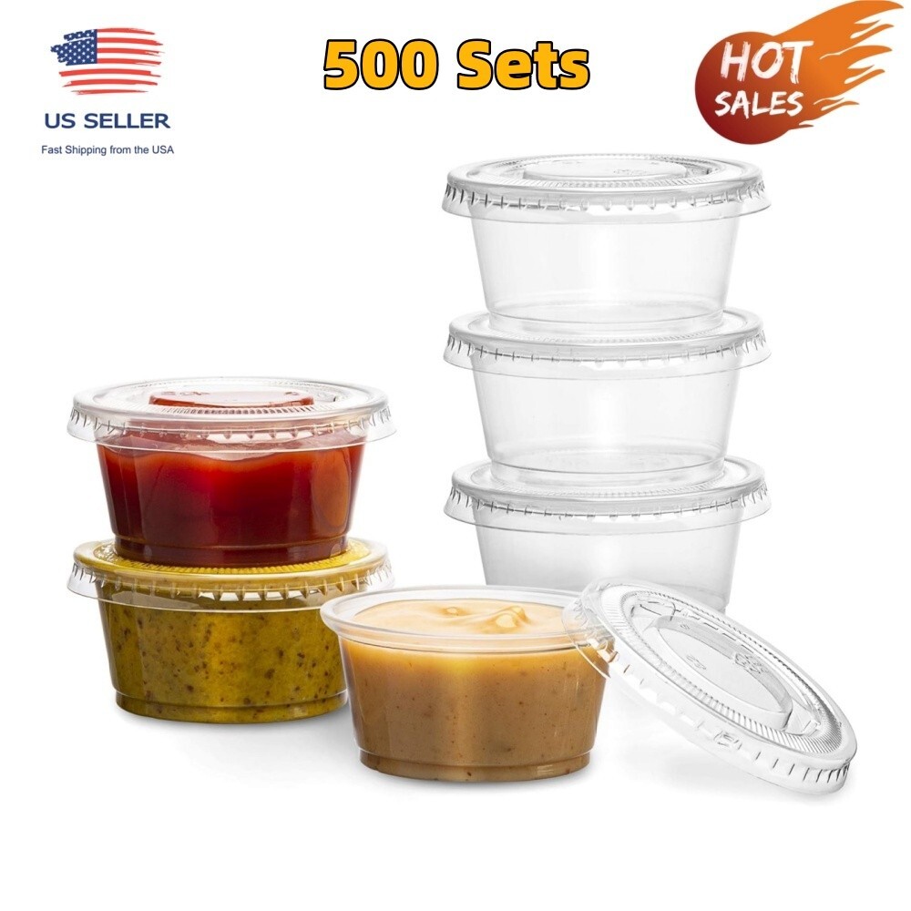 [ 2 oz ] Portion Cup Disposable Plastic Cups for Meal, Salad Dressing, Soufflé,