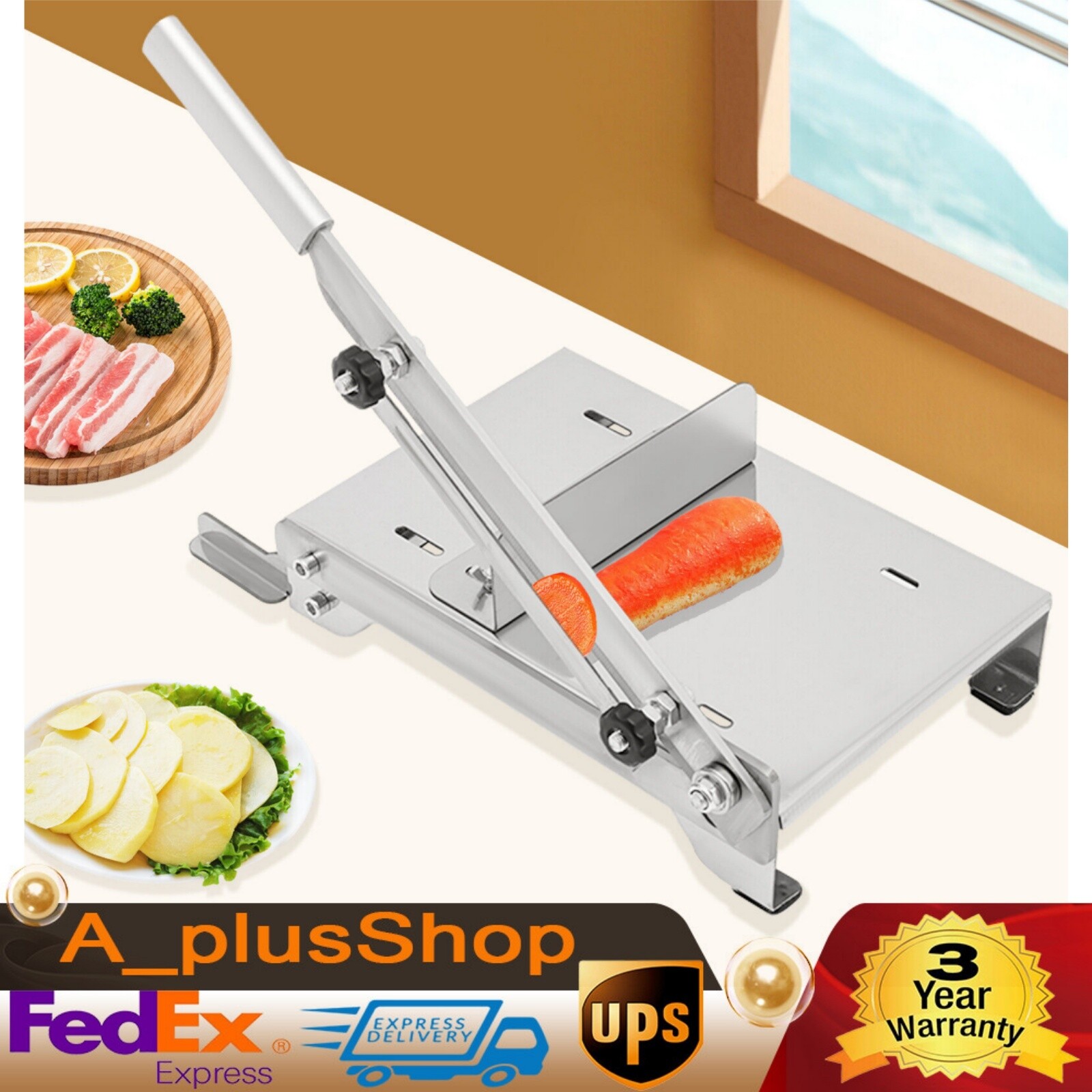 Stainless Steel Manual Meat Slicer Slicing Machine Frozen Meat Beef Bones Cutter