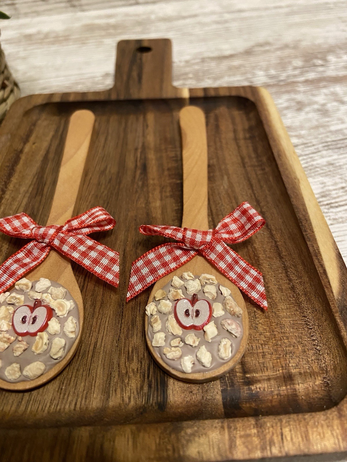 Caramel Apple Wooden Spoons Tiered Tray Decor Farmhouse Decor COFFEE BAR 2 PC