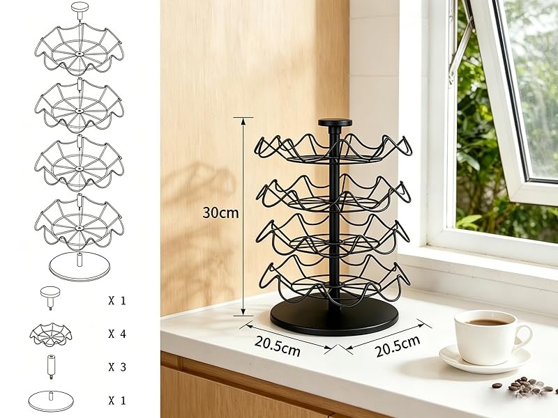 360° Rotating Coffee Pod Holder, Metal sule Stora Organizer for K-Cup