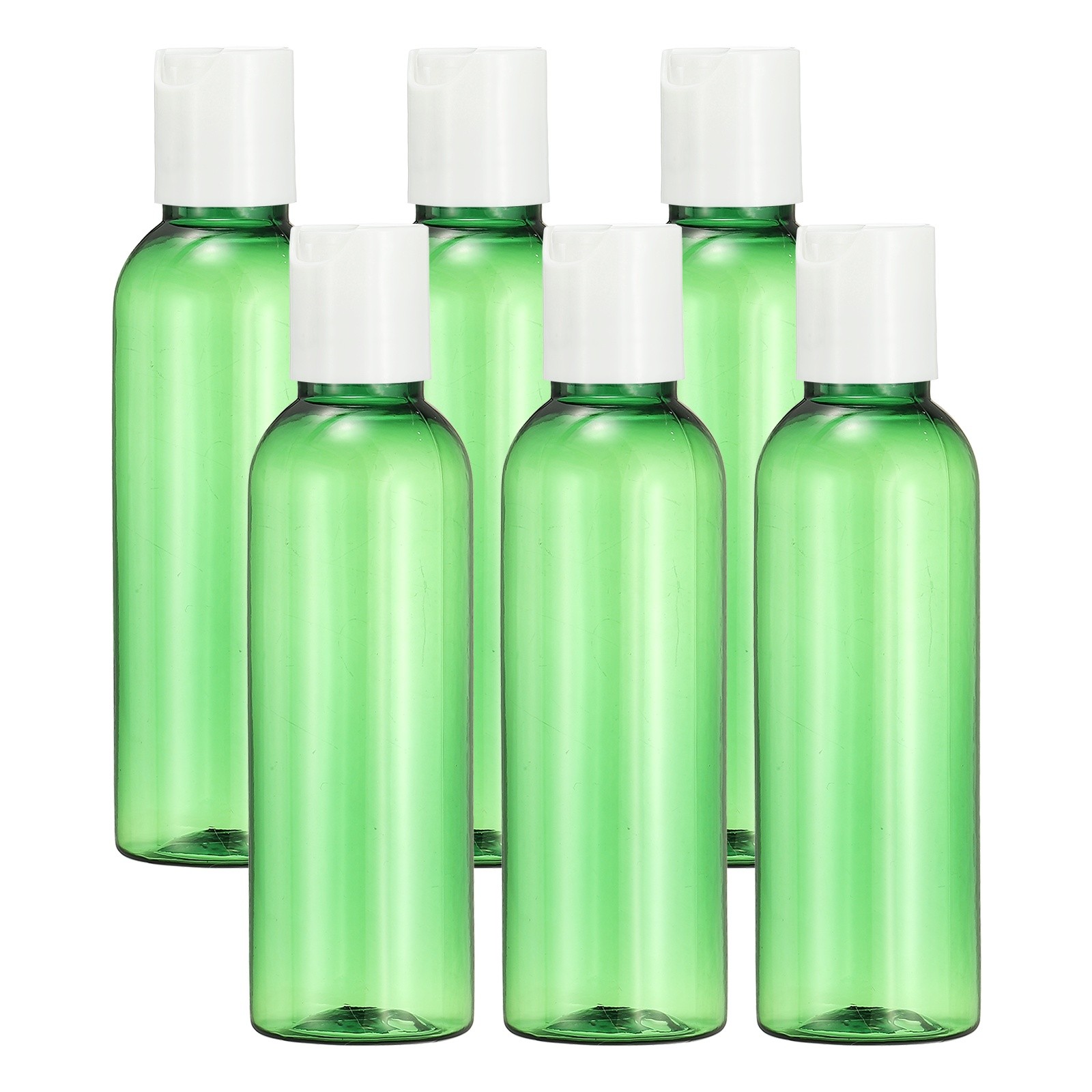 6Pcs 2oz Plastic Travel Bottles, Empty Bottles with White Top Caps, Green