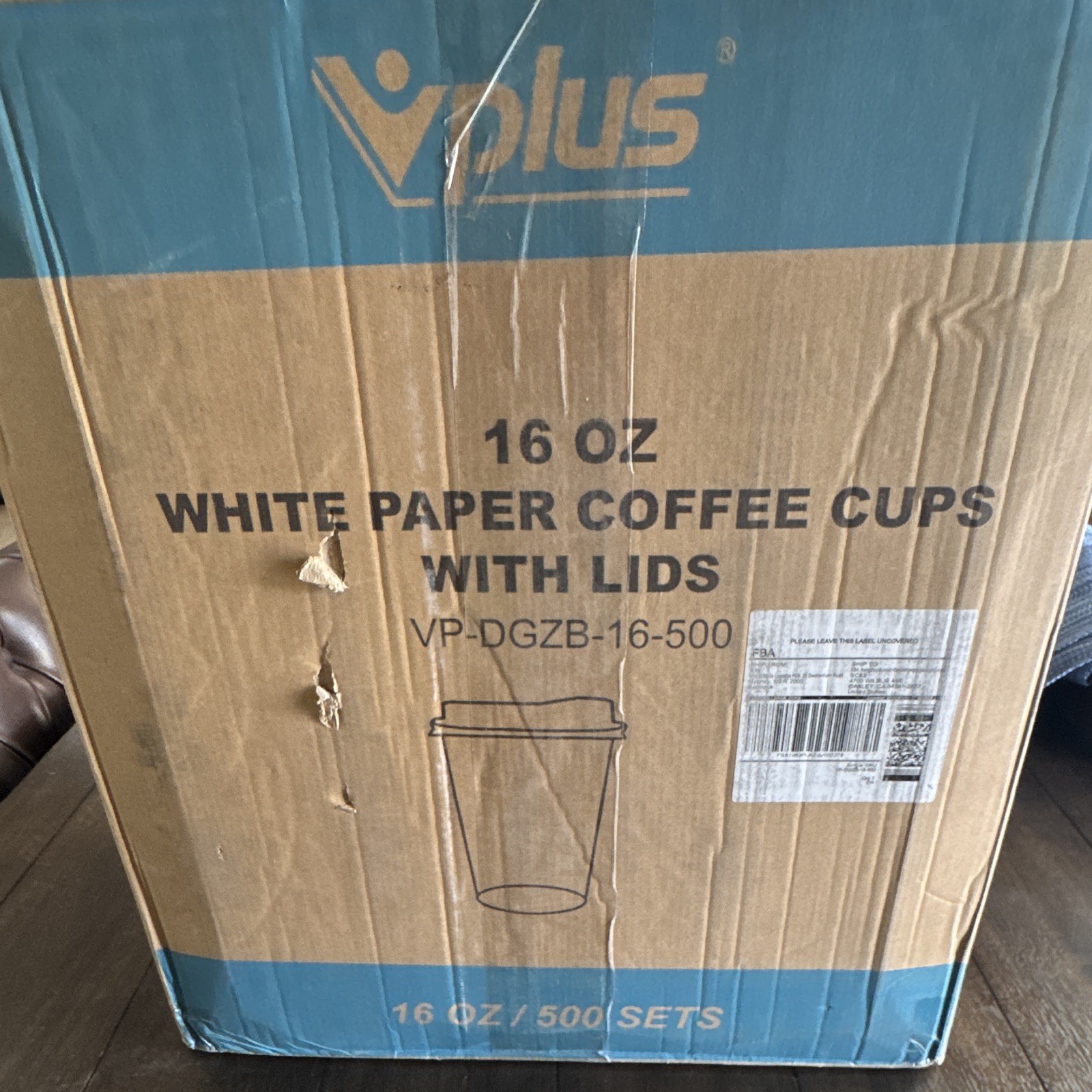 Vplus 16 oz White Paper Coffee Cup/Lid/Sleeve Combo 500 Sets VP-DGZB-16-500