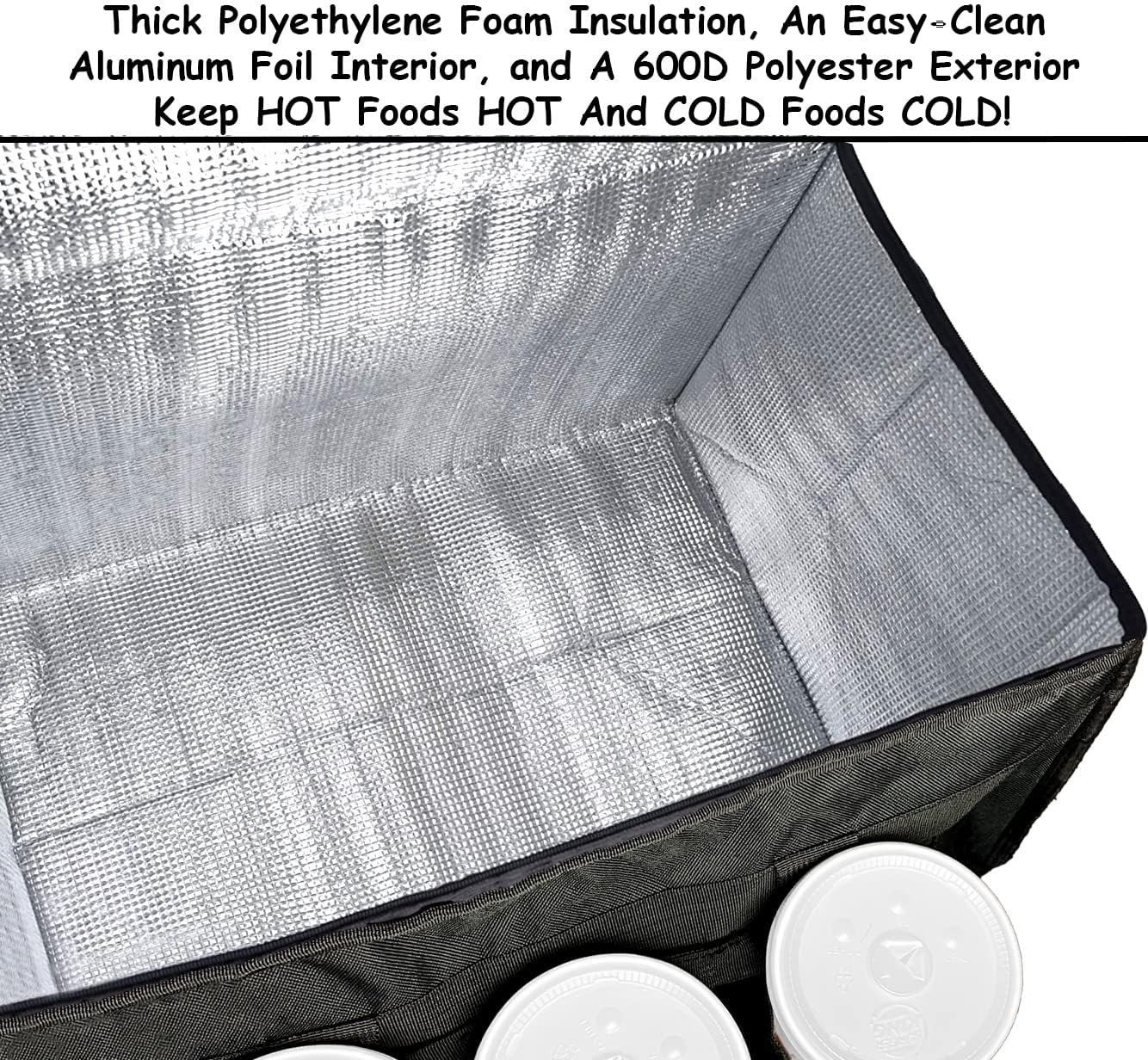 Commercial Quality Insulated Food Delivery Bag with Spacious Compartments