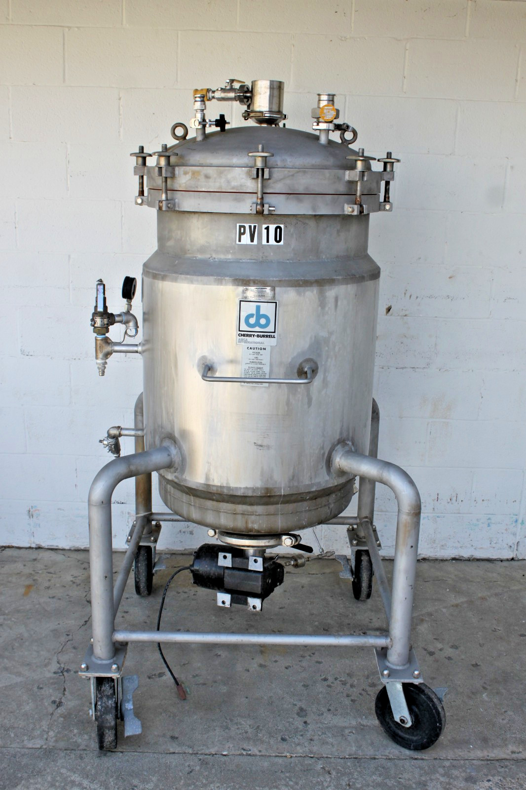 Cherry Burrell Stainless Steel Pressure Tank on Wheels AS-IS