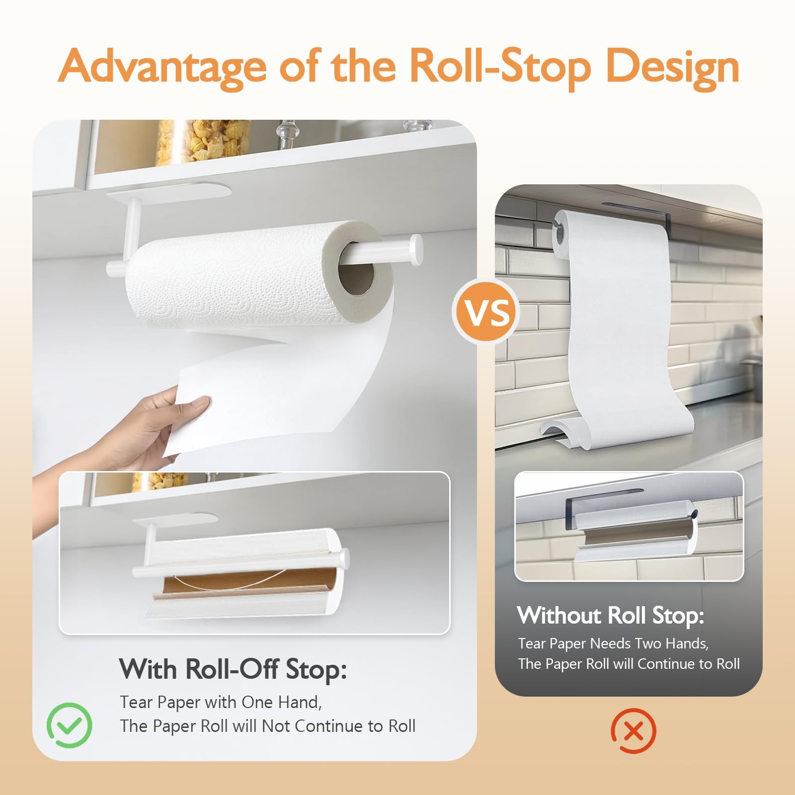 MEIJO Paper Towel Holder with Damping Function, Paper Towel Holder Under Cabinet