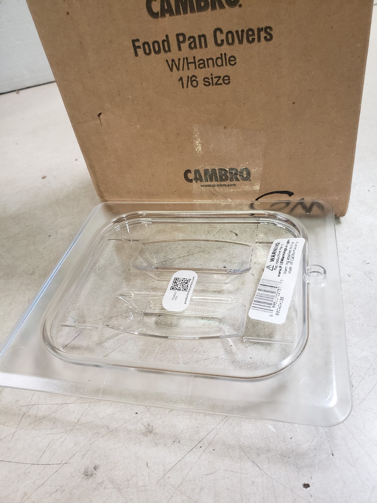 Cambro 60CWCH135 Camwear Clear Polycarbonate Food Covers 1/6 Size Case w/ 6 Lids