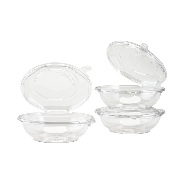 Karat 16 oz PET Tamper Resistant Hinged Salad Bowl with Dome Lid – 240 sets