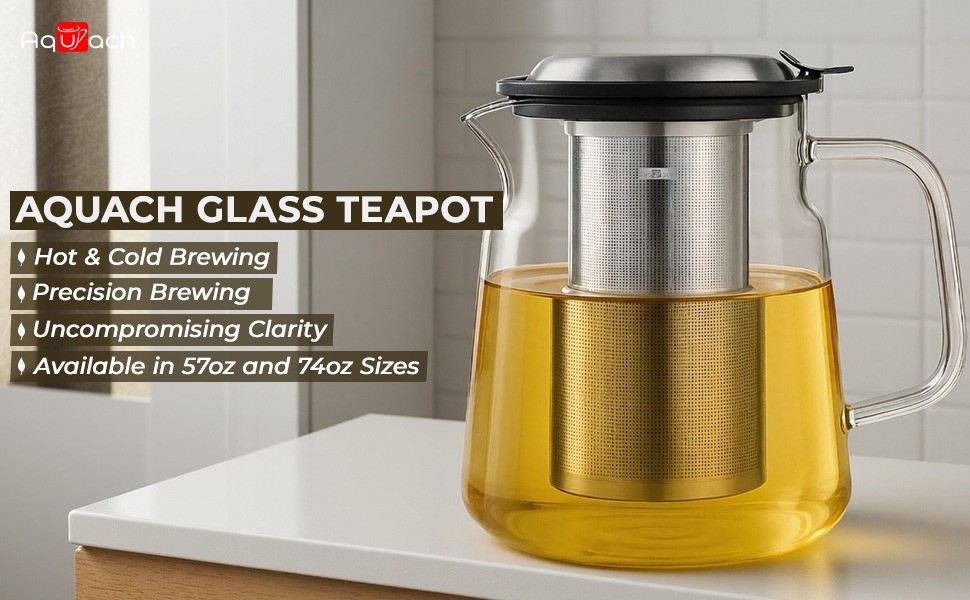 Glass Teapot with Removable Infuser – 57oz Borosilicate Tea Pot for