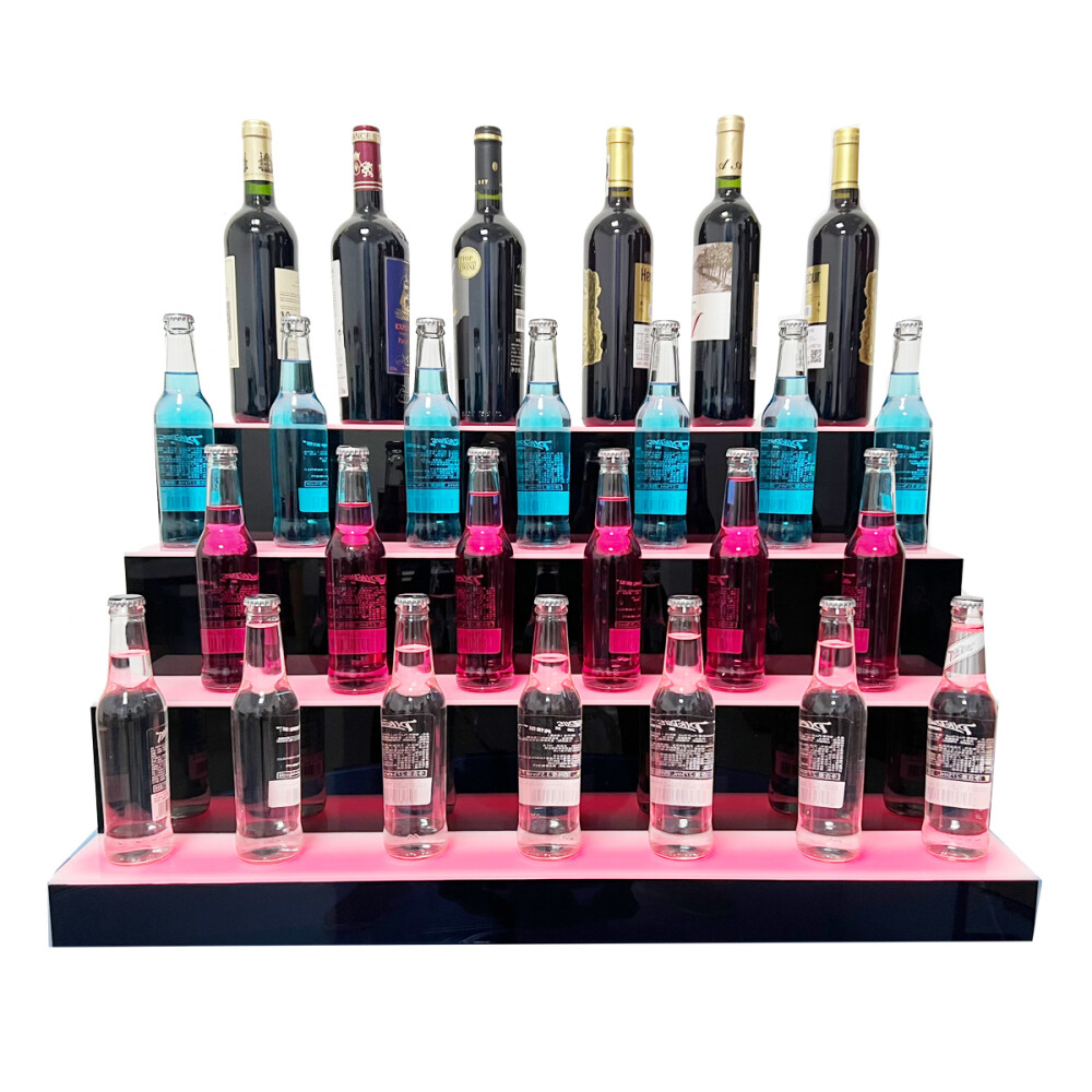 LED Lighted Liquor Bottle Display Shelf Bar Display Bottle Stand 2-3-4 Tiers