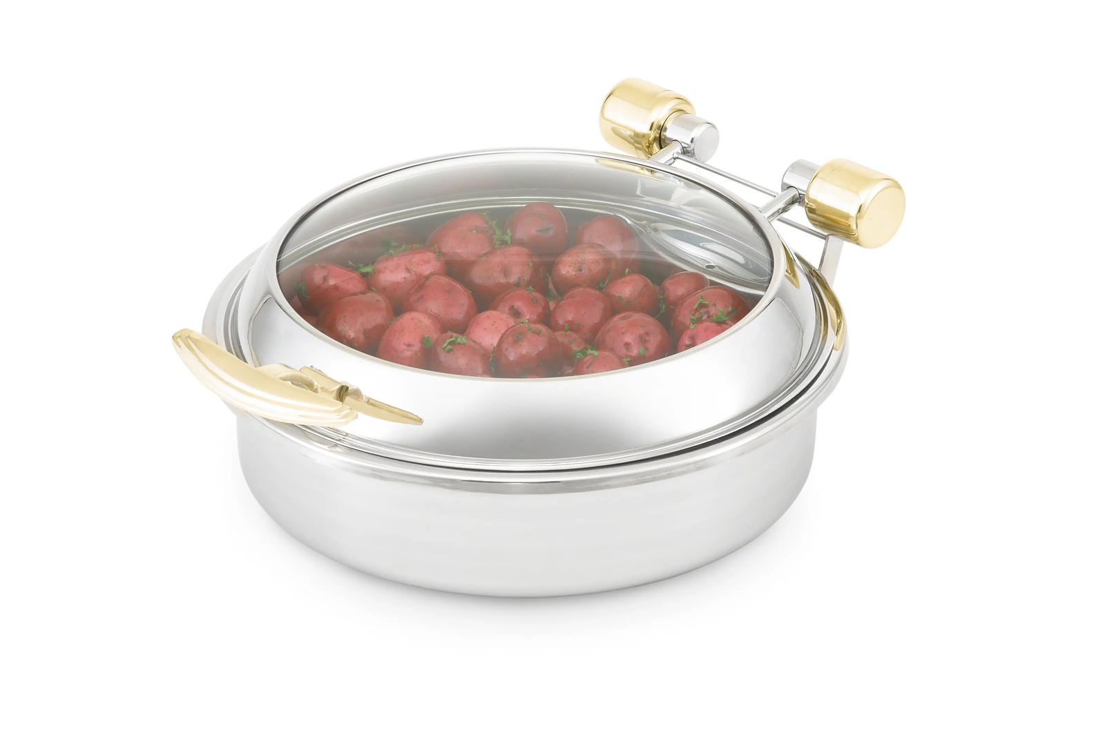 Vollrath 46124 6Qt Induction Ready Chafer w/ Removable Glass & Brass Trim