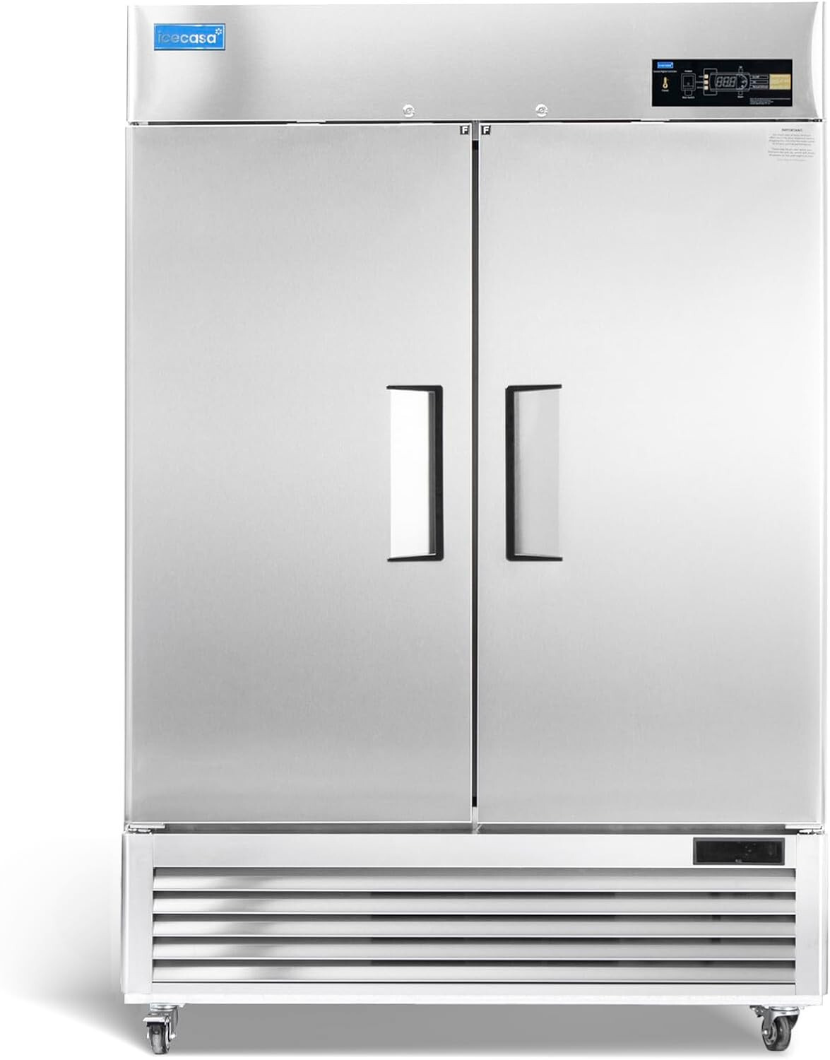 54″ Commercial Freezer, ICECASA Double Door Commercial Reach-In Freezer 49 Cu.ft