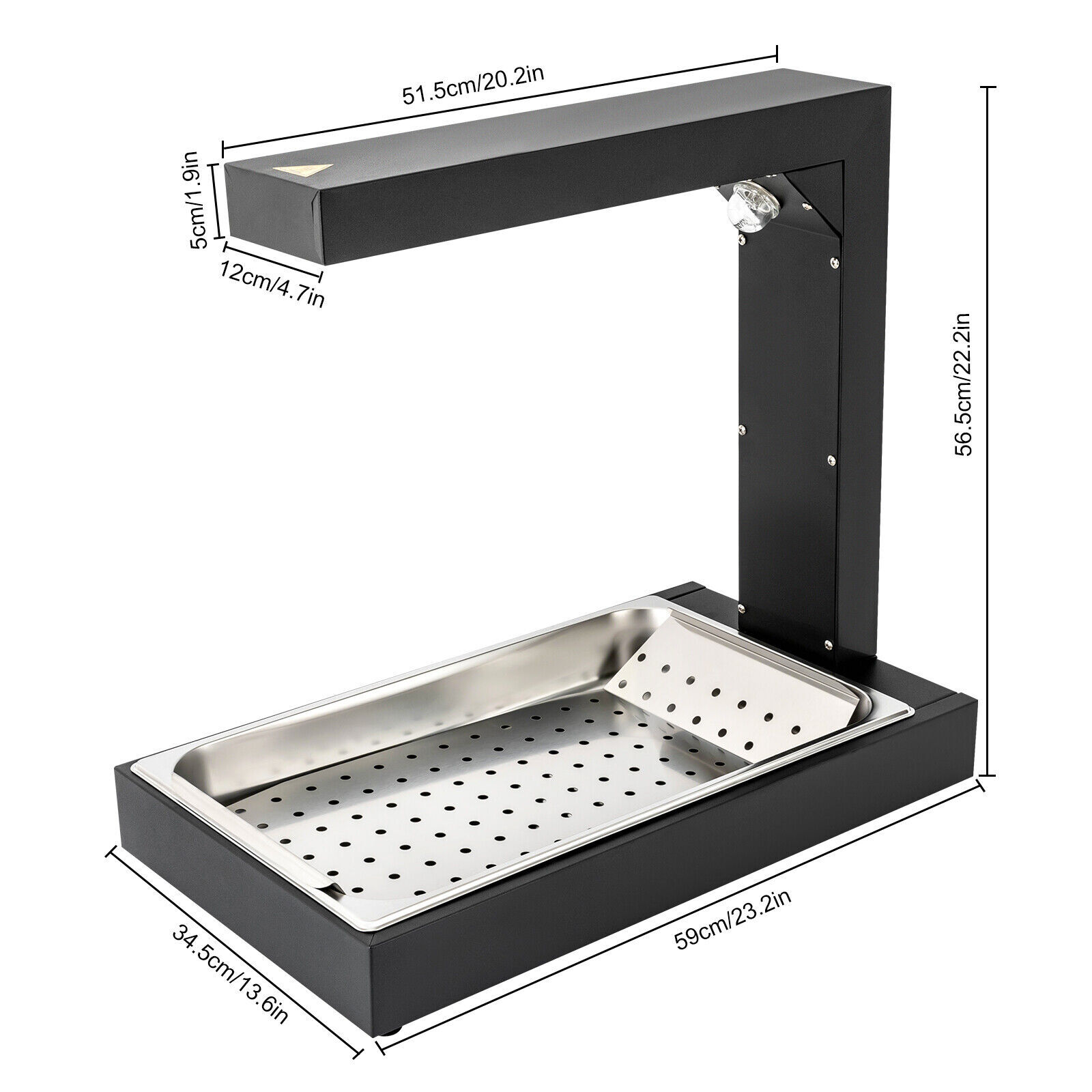 500W Commercial Food Warmer Fryer Dump Station Heat Lamp 25-70?? Stainless Steel