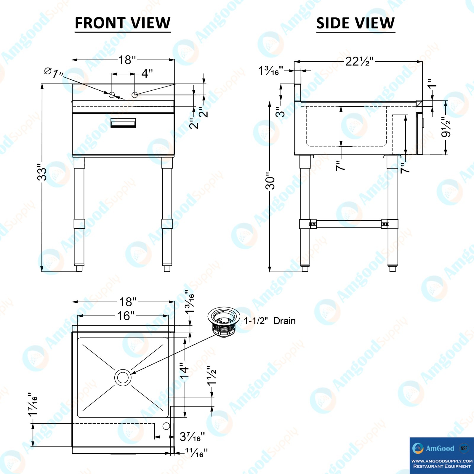 22 in. x 18 in. Underbar Hand Sink with Soap and Towel Dispenser