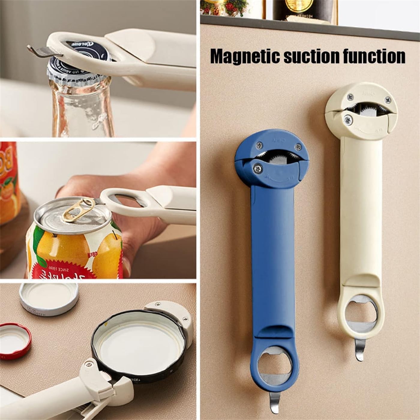 Stainless Steel Adjustable Cap Screwer,Multifunctional Retractable Bottle Opener