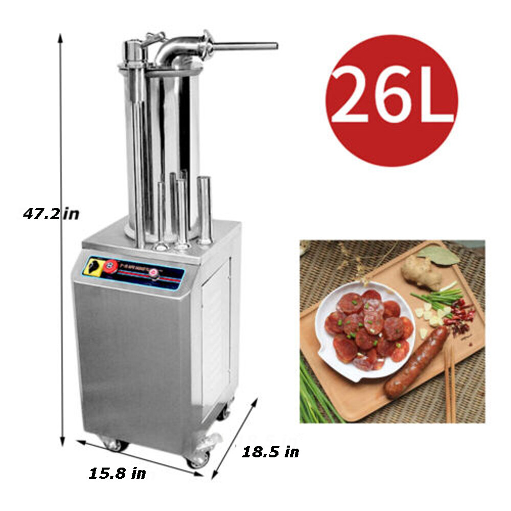 110V1100W Commercial Hydraulic Sausage Stuffer Filler Stainless Steel 26L SF-260