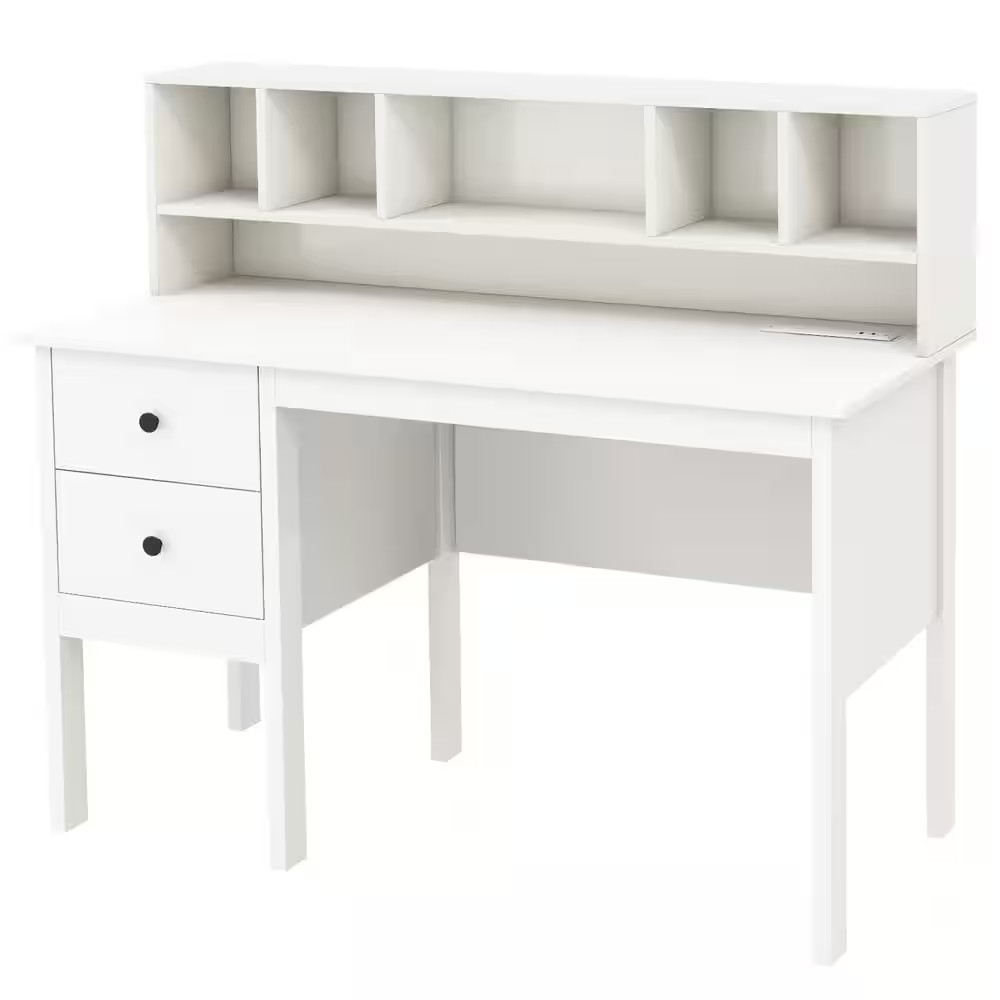 47 In. H Regular White Engineered Wood 2-Drawer Computer Desk Assemble