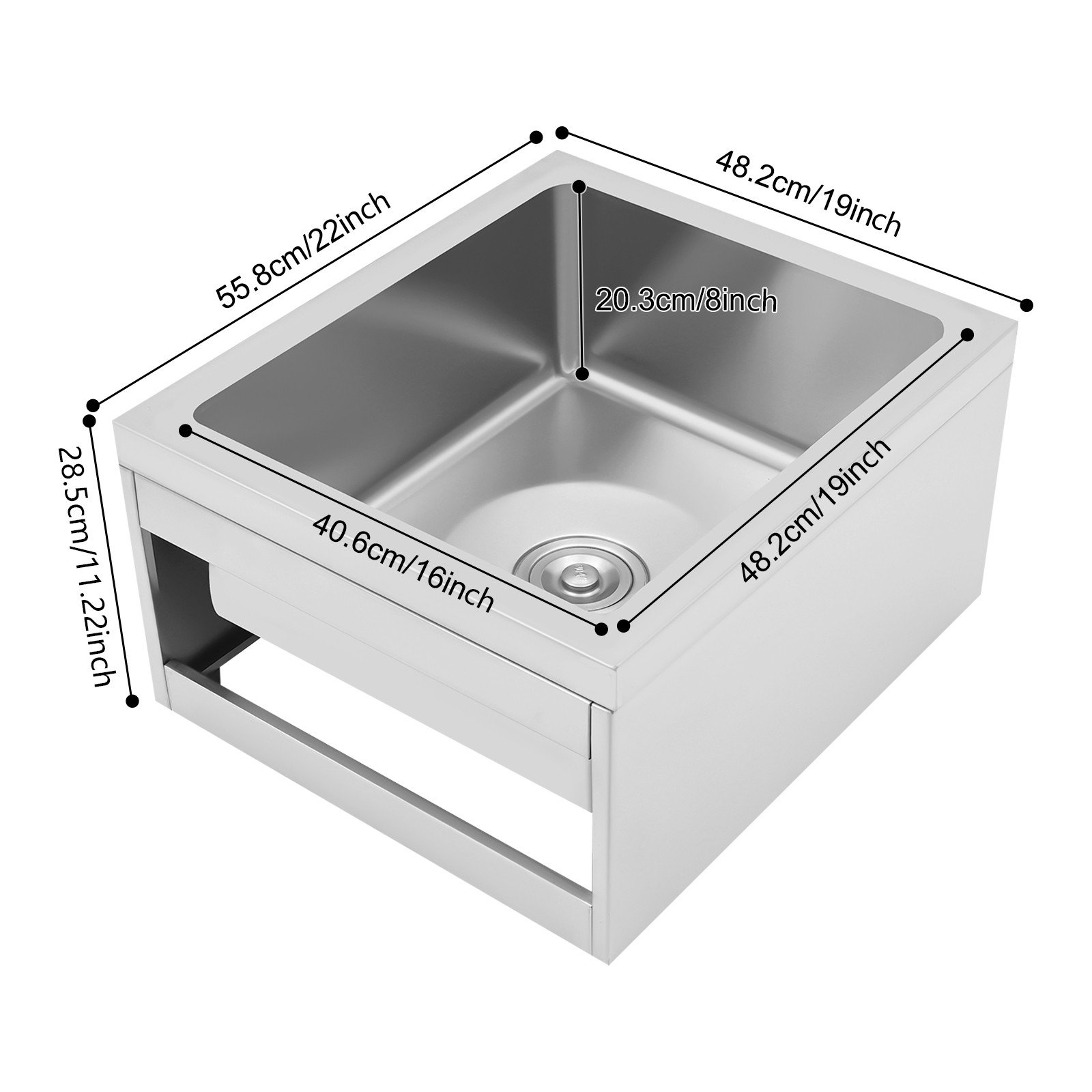 Commercial Single Bowl Free Standing Sink Restaurant Kitchen Sink Utility Sink
